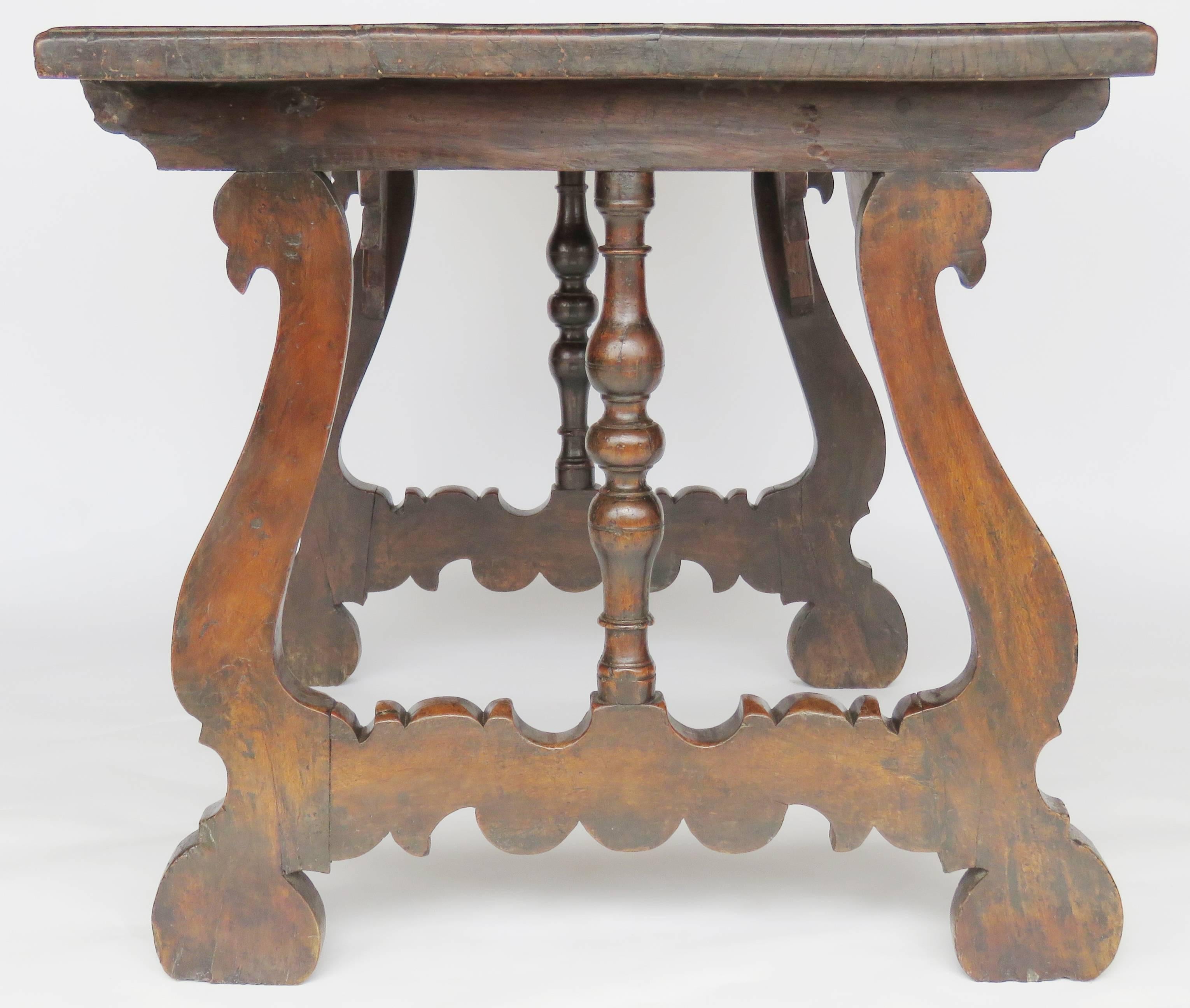 18th Century and Earlier 17th Century Baroque Walnut Trestle Table For Sale