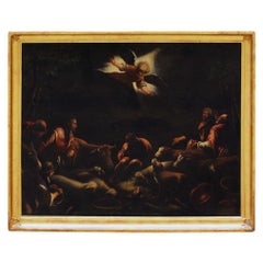 17th Century Bassano Workshop Announcement to the Shepherds Oil on Canvas