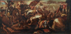 17th Century Battle Scene Oil Painting by Jacques Courtois Called Il Borgognone