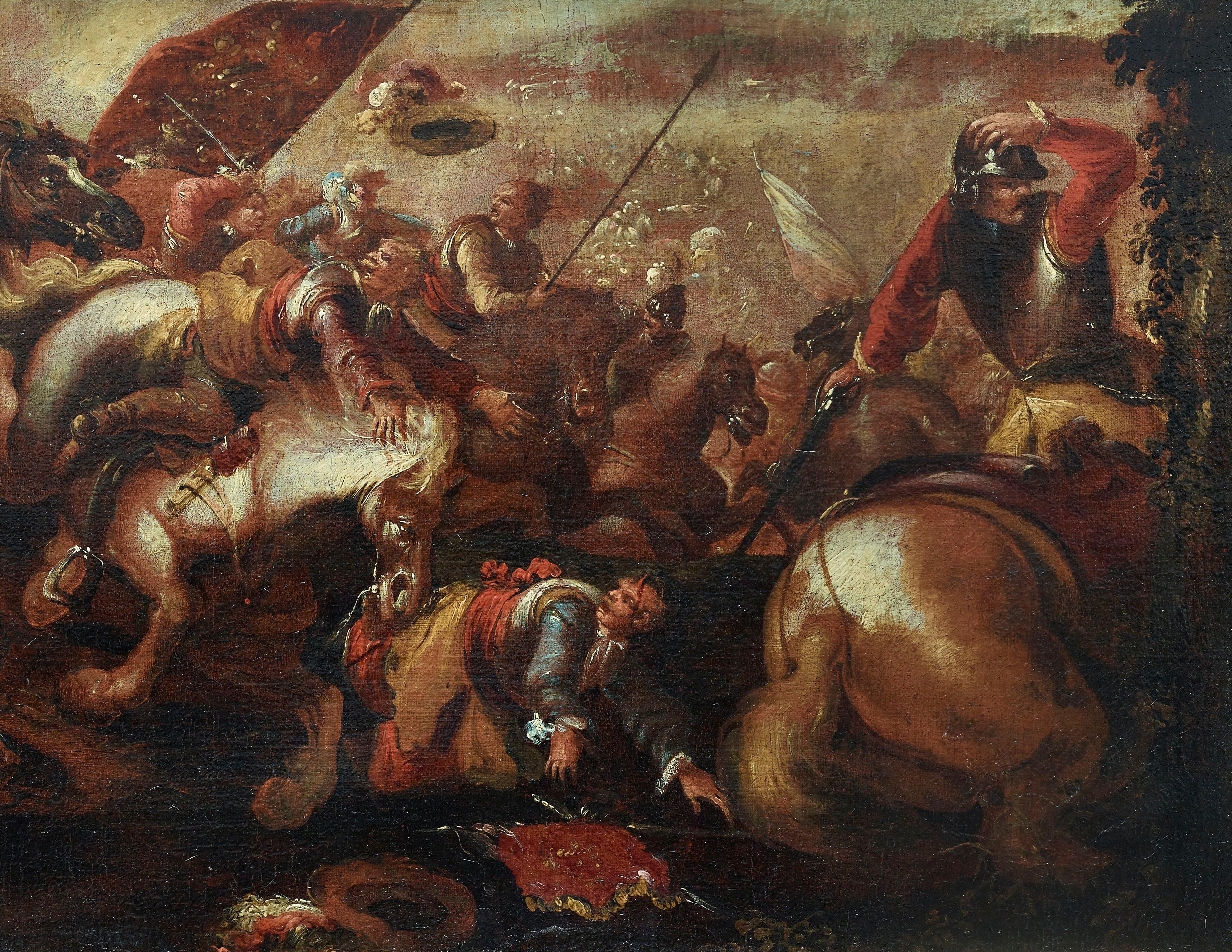 17th Century Battle Scene Oil Painting by Jacques Courtois Called Il Borgognone For Sale 1