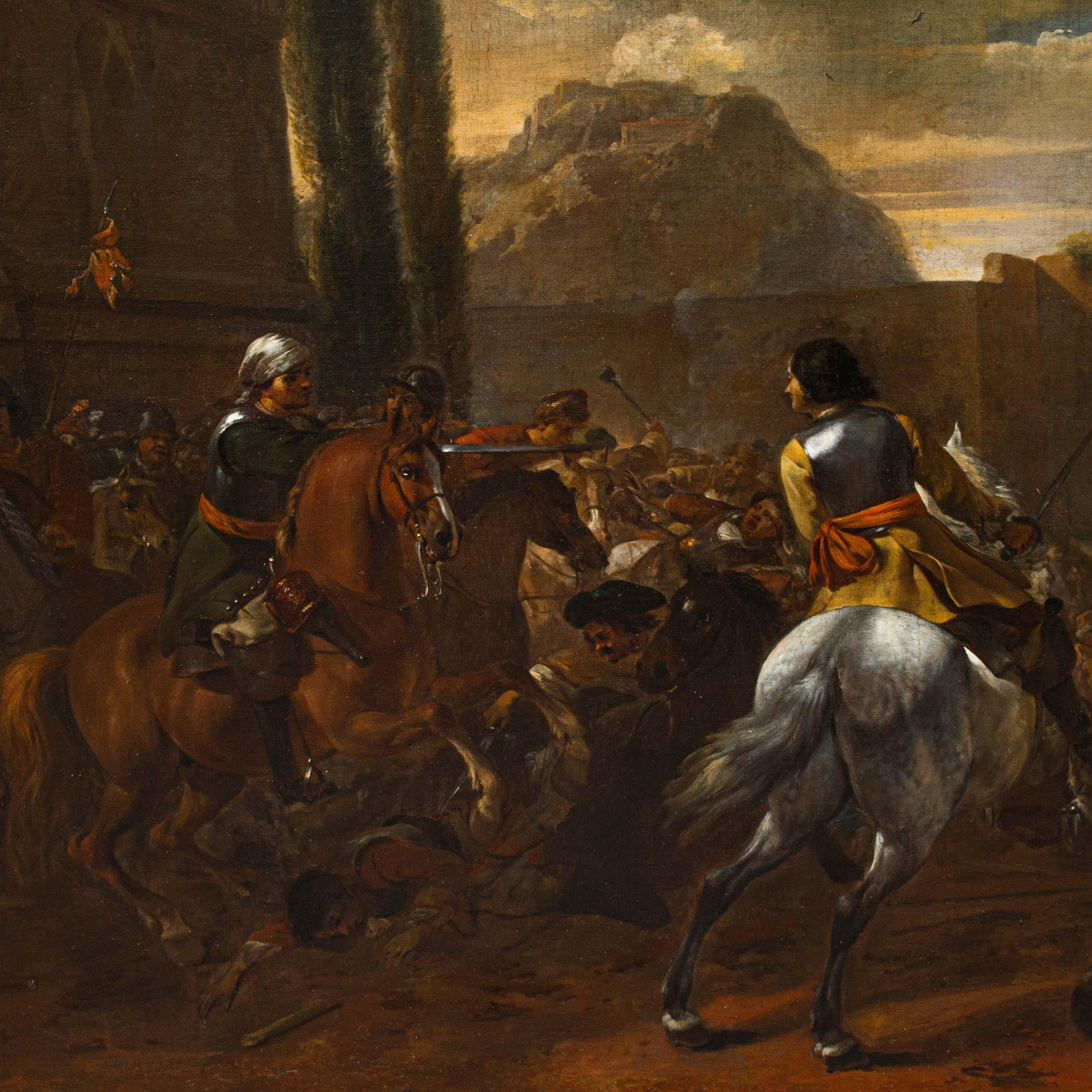 17th Century Battle Scene Painting Oil on Canvas Flemish Painter For ...