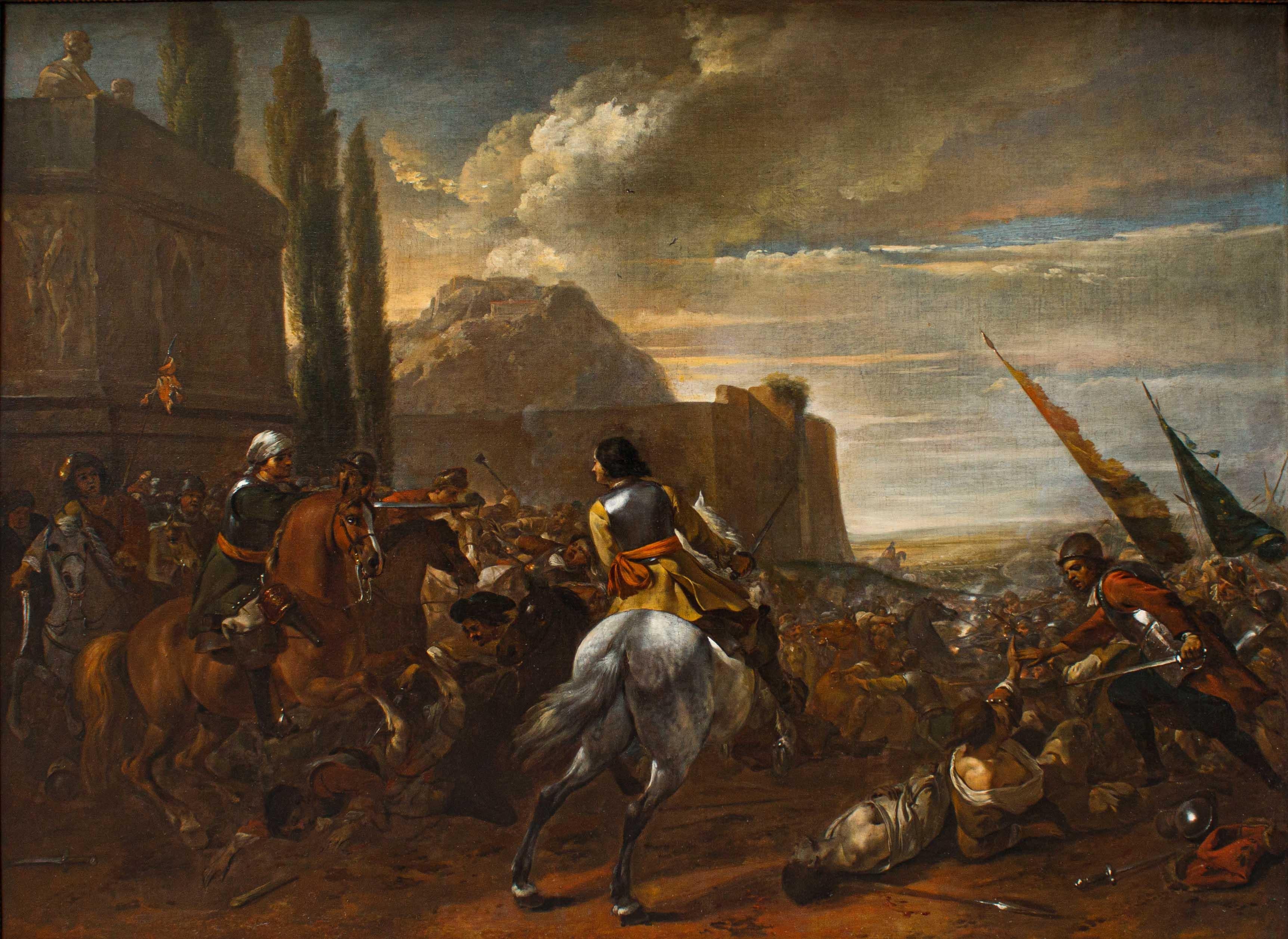 17th Century Battle Scene Painting Oil on Canvas Flemish Painter For ...