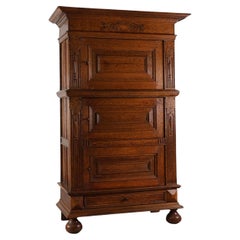 17th Century Belgian Renaissance Oak Cabinet with Concealed Lock