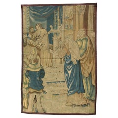 Antique 17th Century Biblical Brussels Tapestry 7'4" X 5'5"