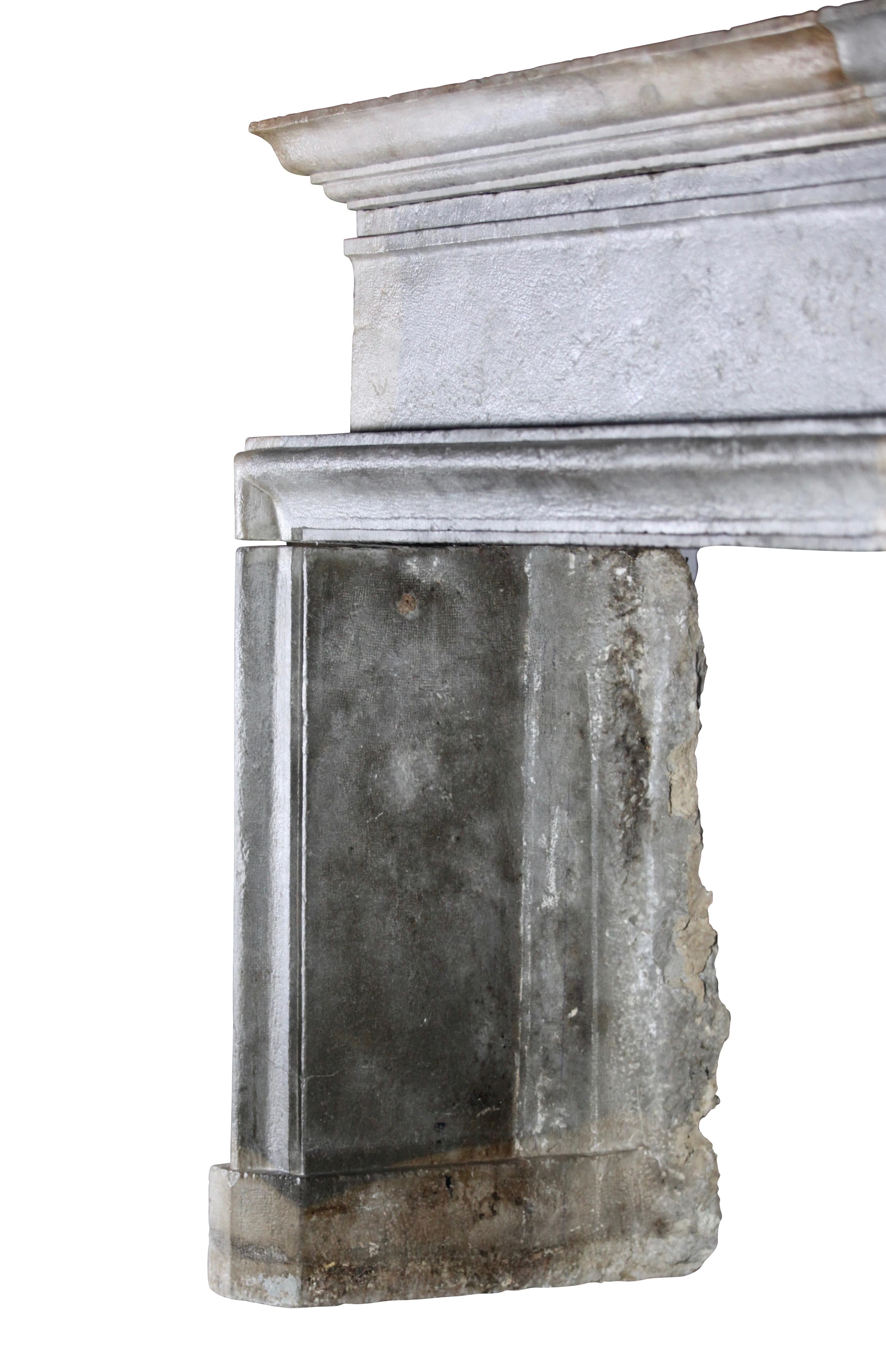 Limestone 17th Century Bicolor Strong Vintage Fireplace Surround