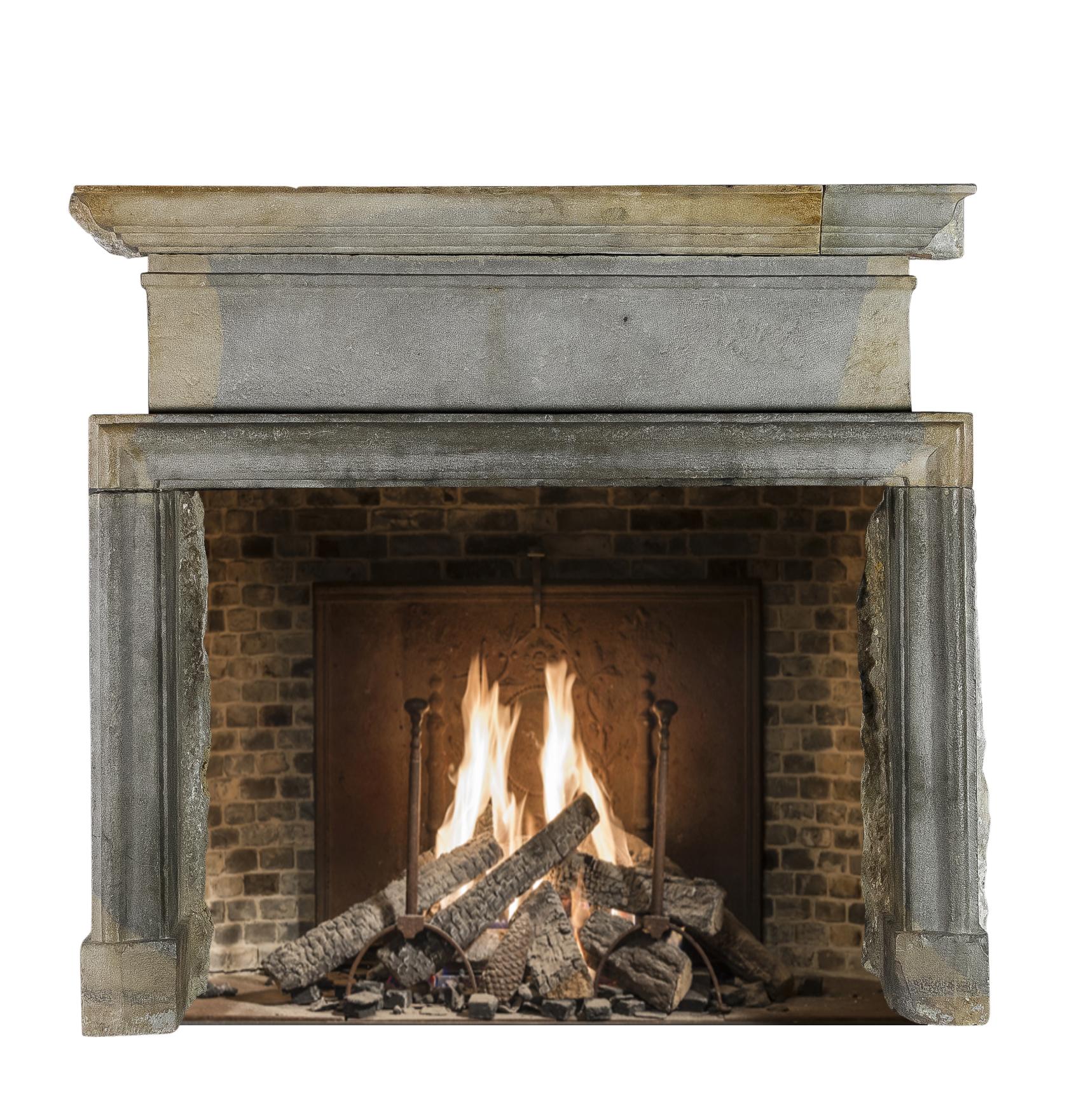 17th Century Phenomenal Bicolour Stone Fireplace Surround For Unique Interior Decor For Sale