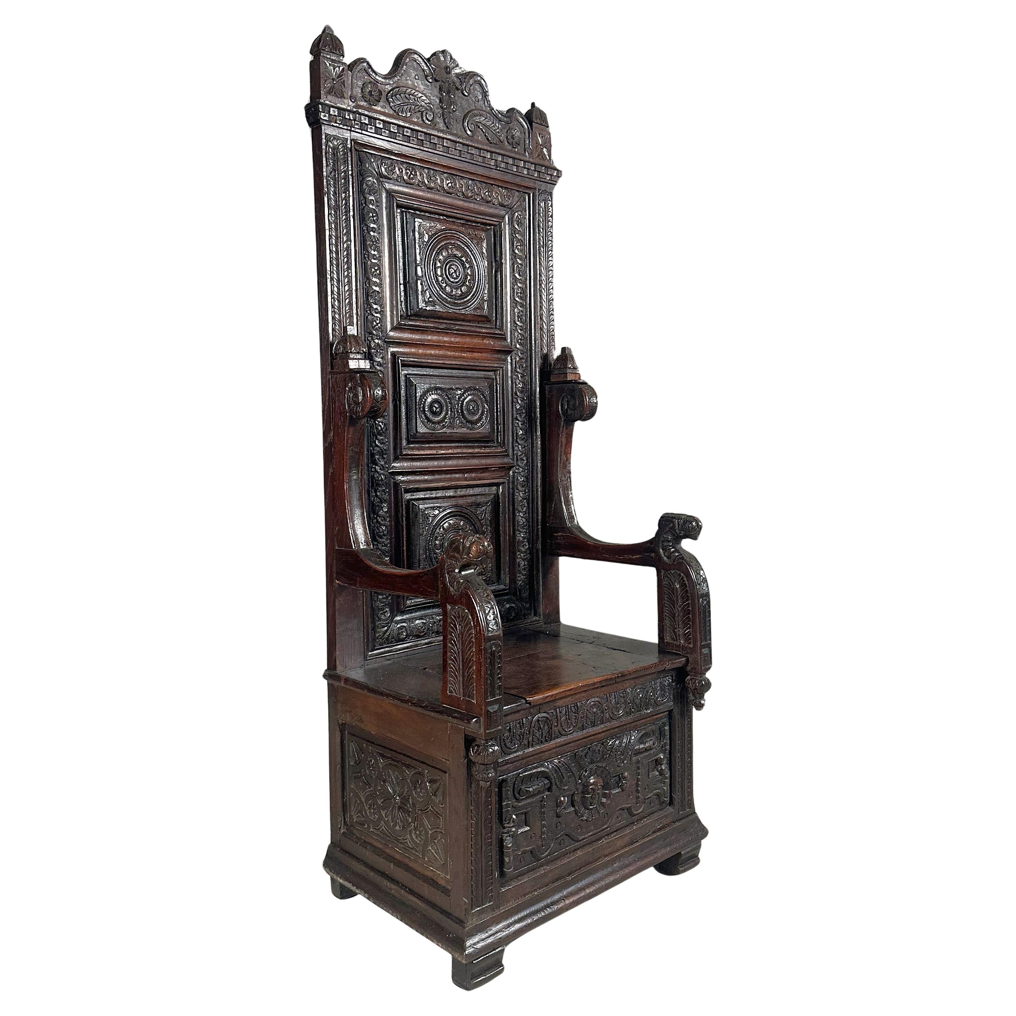 17th Century Bishop Chair, Armchair, France 1679