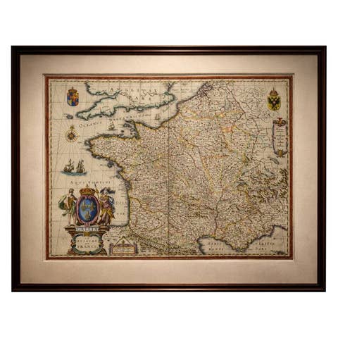 17th Century Blaeu Map of France, Gallia, Hand Colored, c.1642