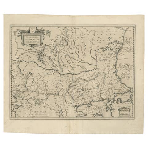 17th Century Blaeu Map – Ottoman Balkans: Walachia, Bulgaria, Romania, ca. 1650