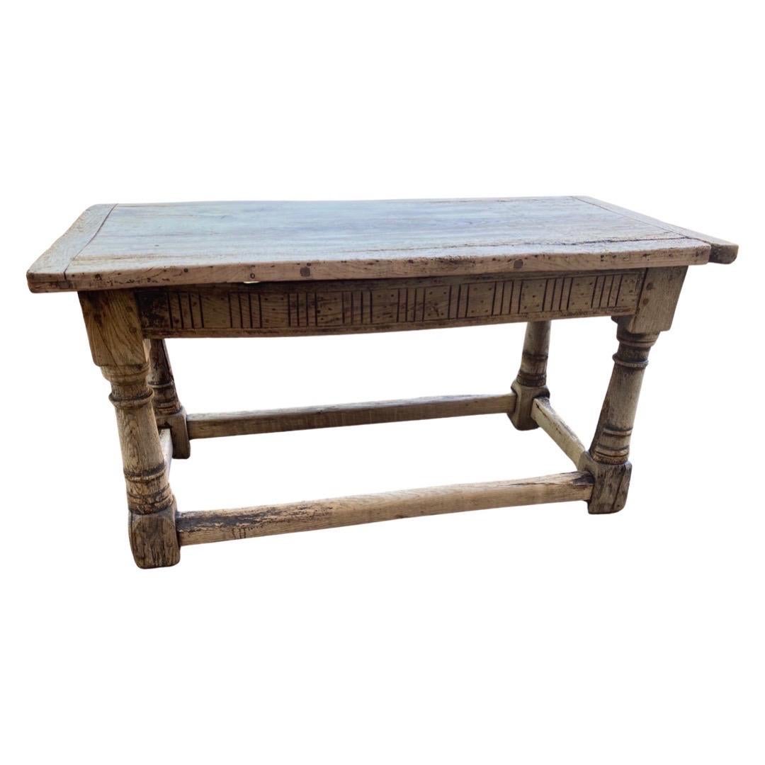 17th Century Bleached English Oak Kitchen Table 14