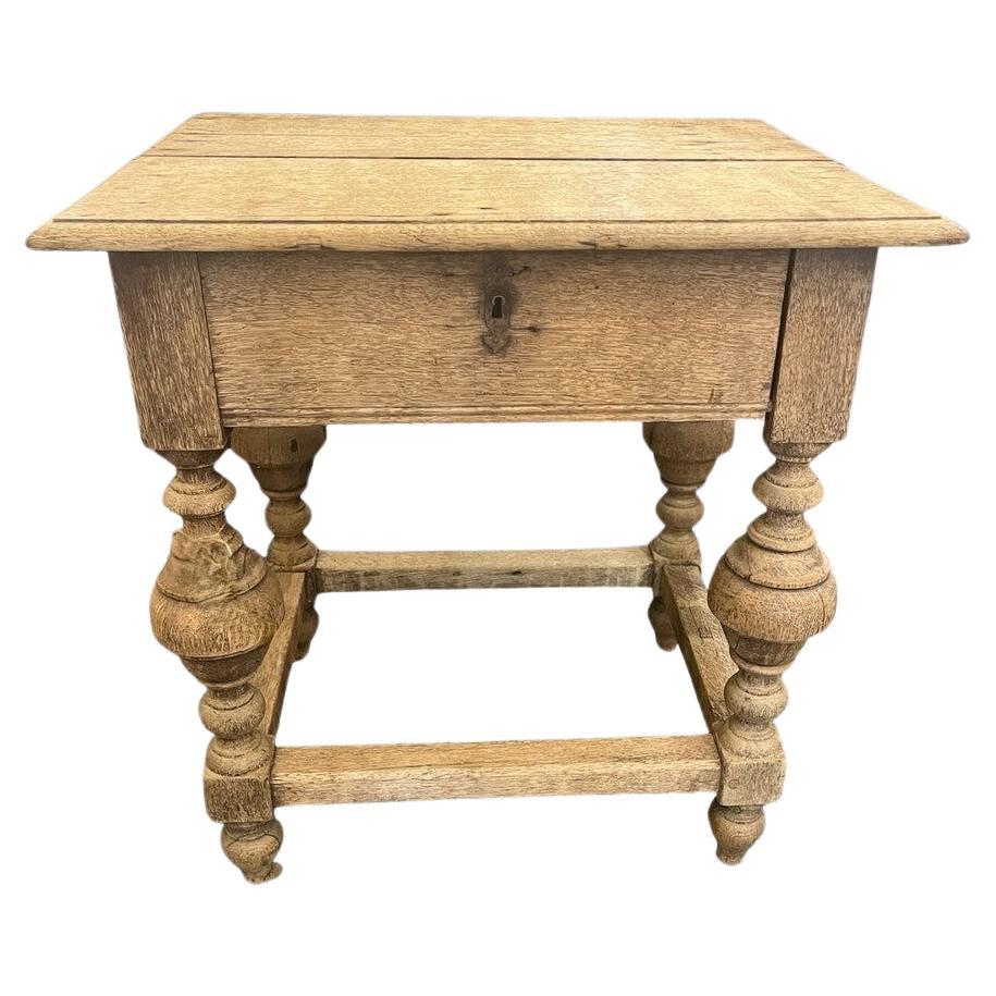 Danish Soaped Oak 27D Accent Table For Sale at 1stDibs