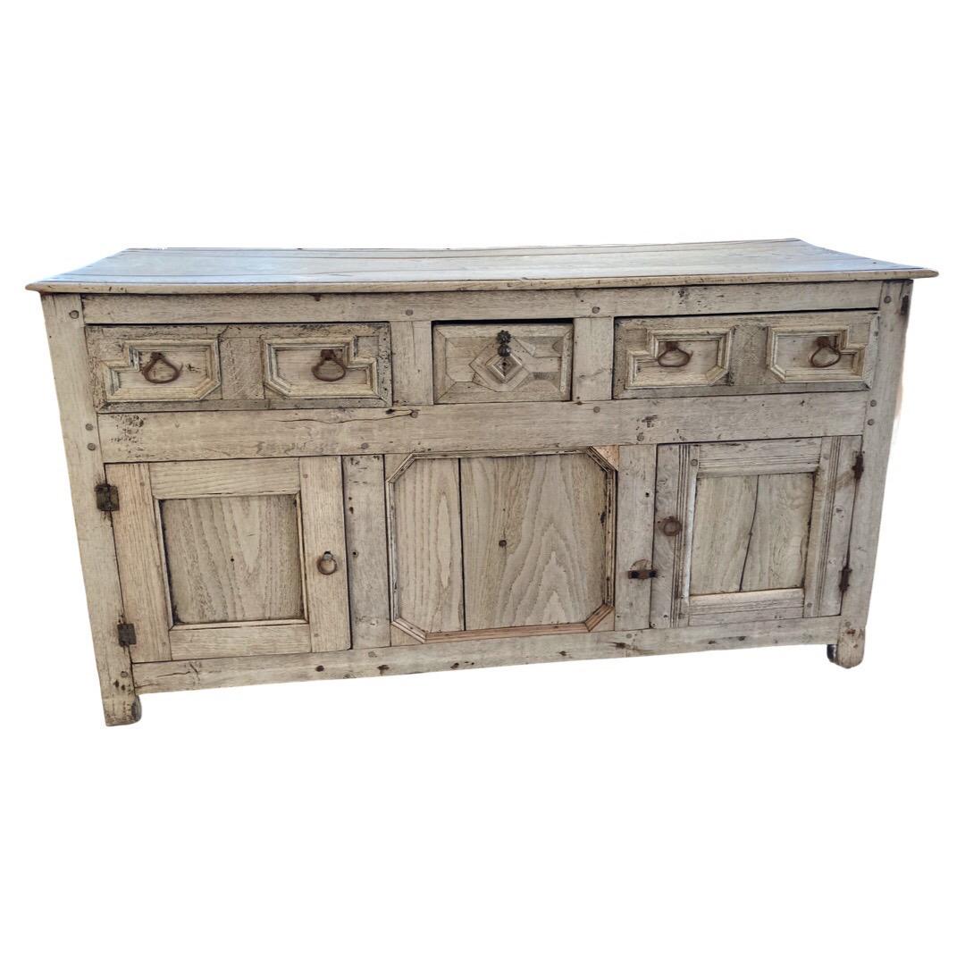 English 17th Century Bleached Oak Jacobean Server/Sideboard