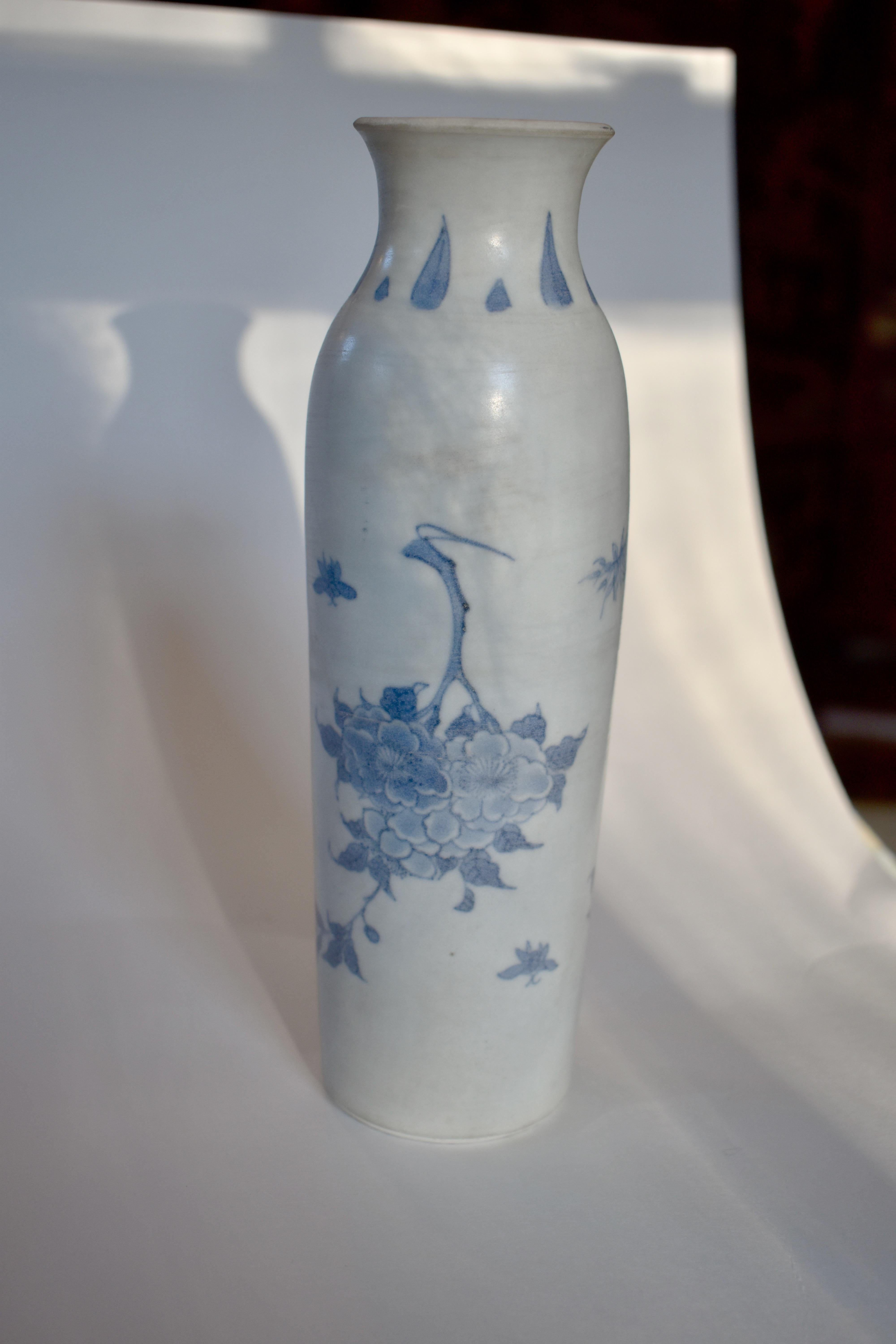 Hand-Painted 17th Century Blue and White Sleeve Vase from Hatcher Collection For Sale