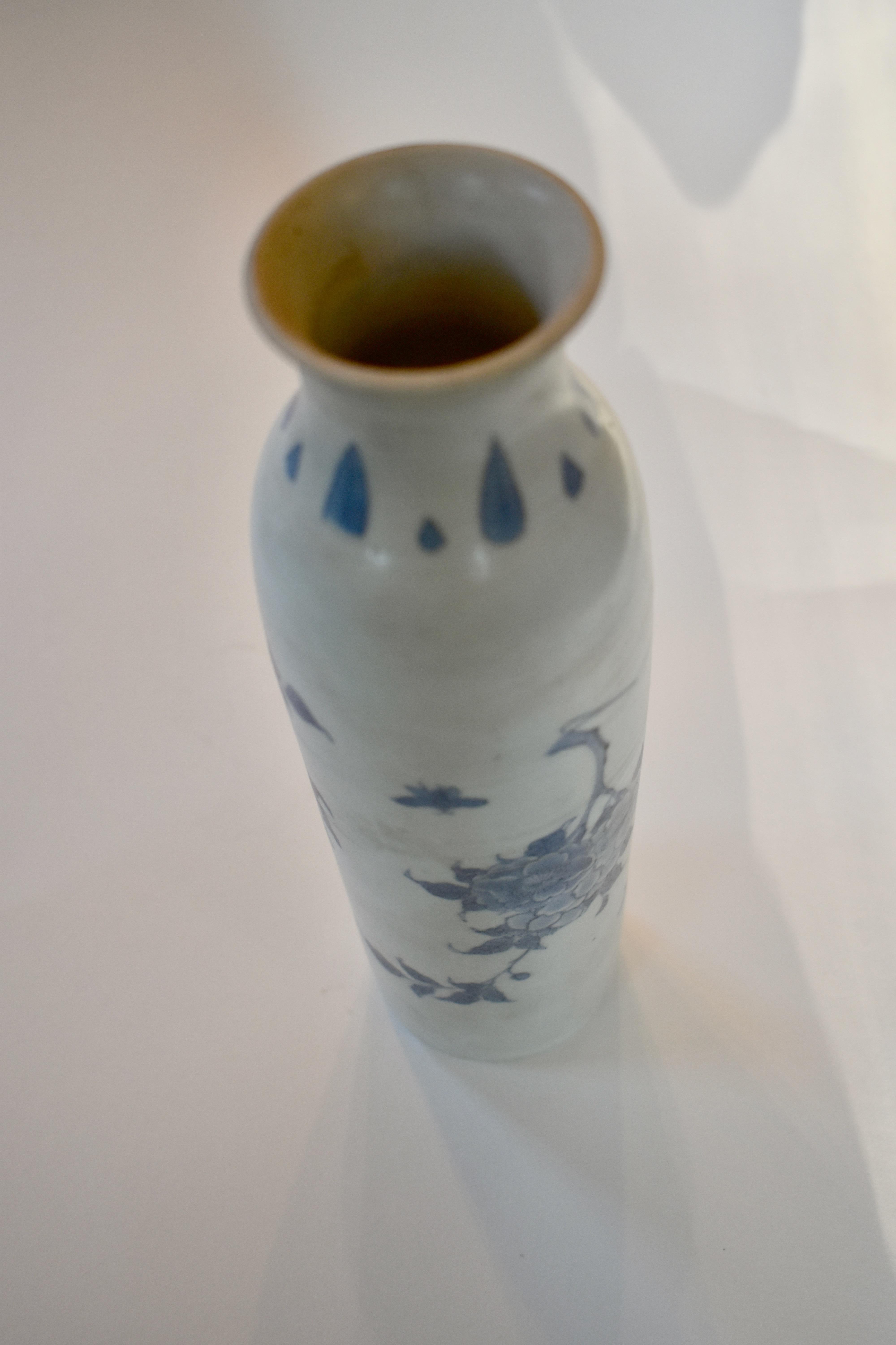17th Century Blue and White Sleeve Vase from Hatcher Collection For Sale 1