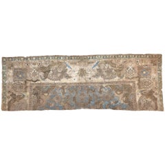 17th Century Blue Gold Wool Silk Gilded Silver Fragment Polonaise Rug, ca 1650s