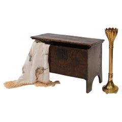 Antique 17th Century Boarded Oak Chest Of Small Proportions Circa 1640.