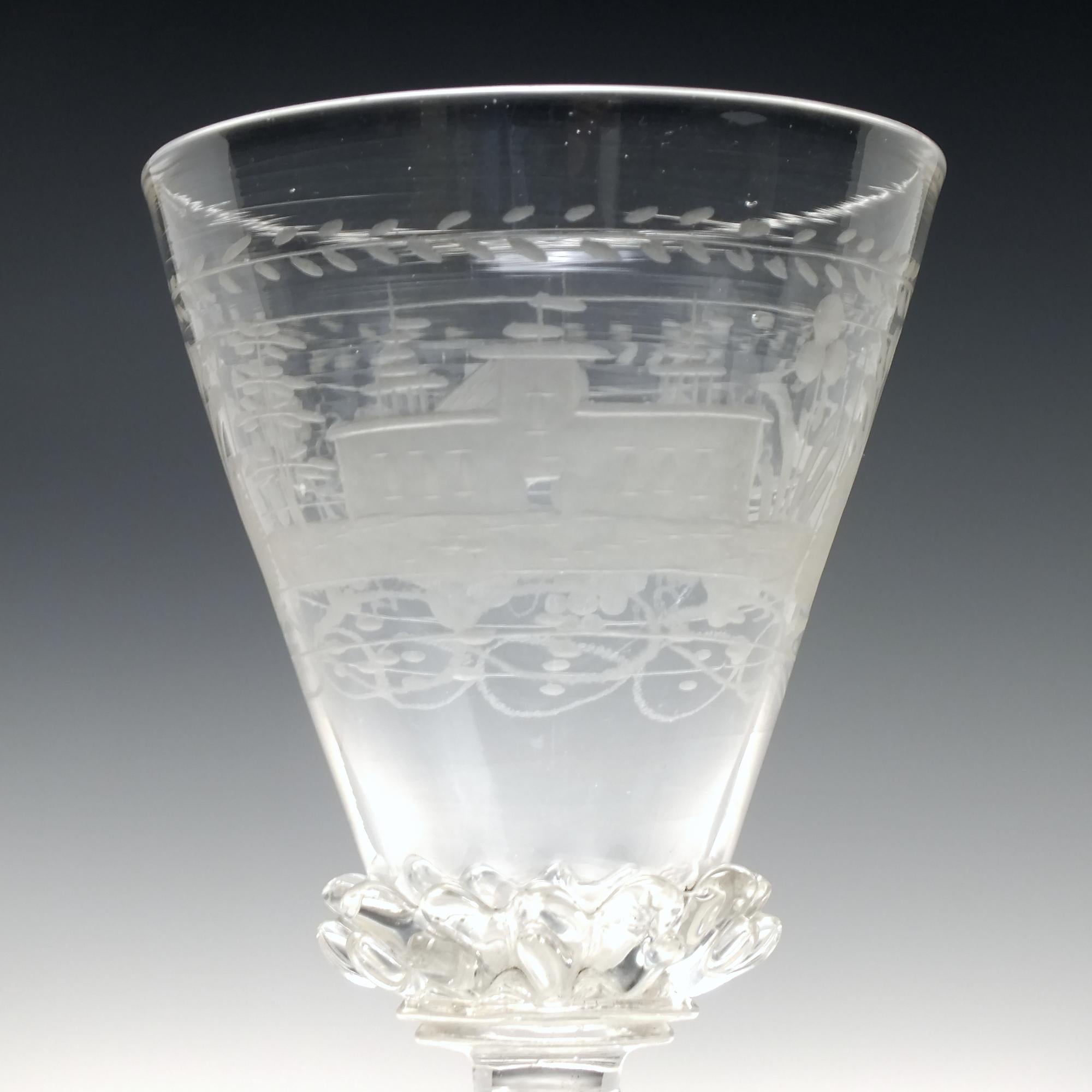 17th Century Bohemian Engraved Glass Goblet c1680 In Good Condition For Sale In Whitburn, GB