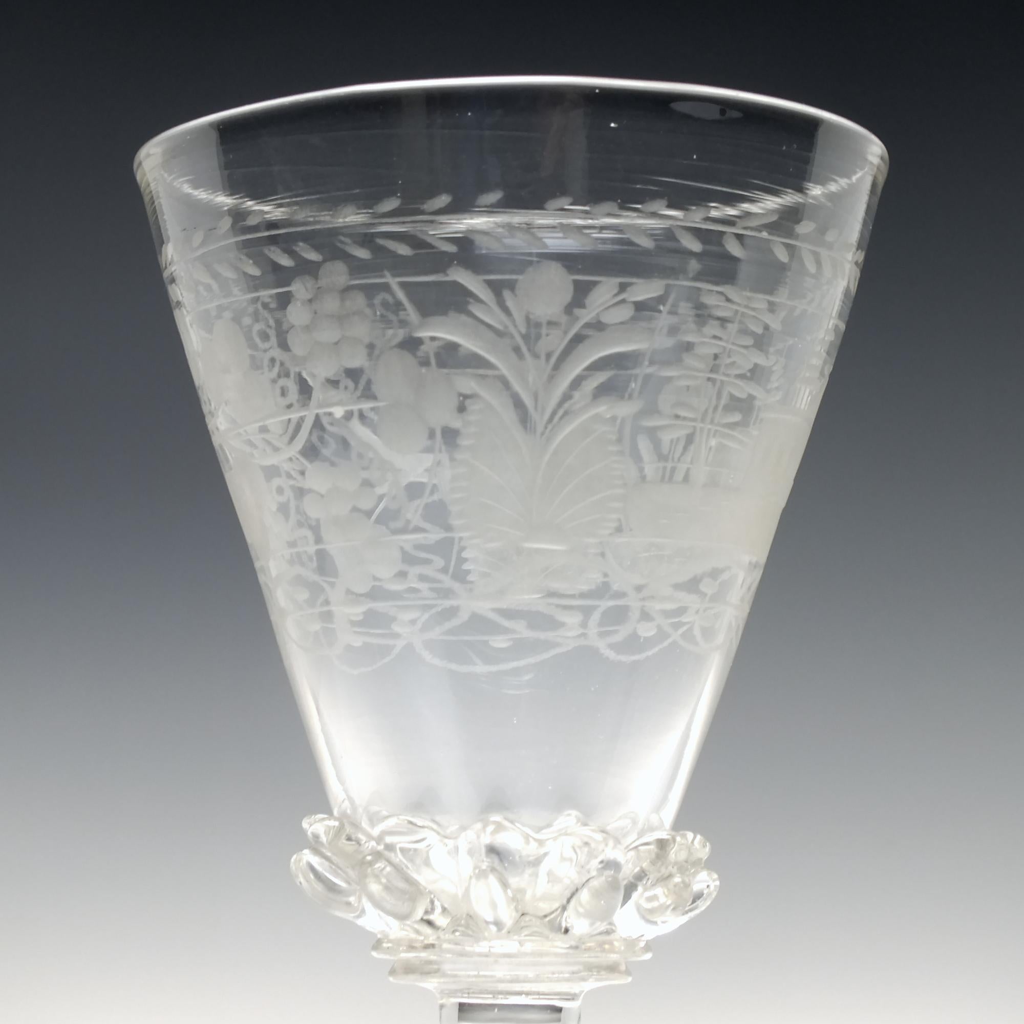 17th Century Bohemian Engraved Glass Goblet c1680 For Sale 1