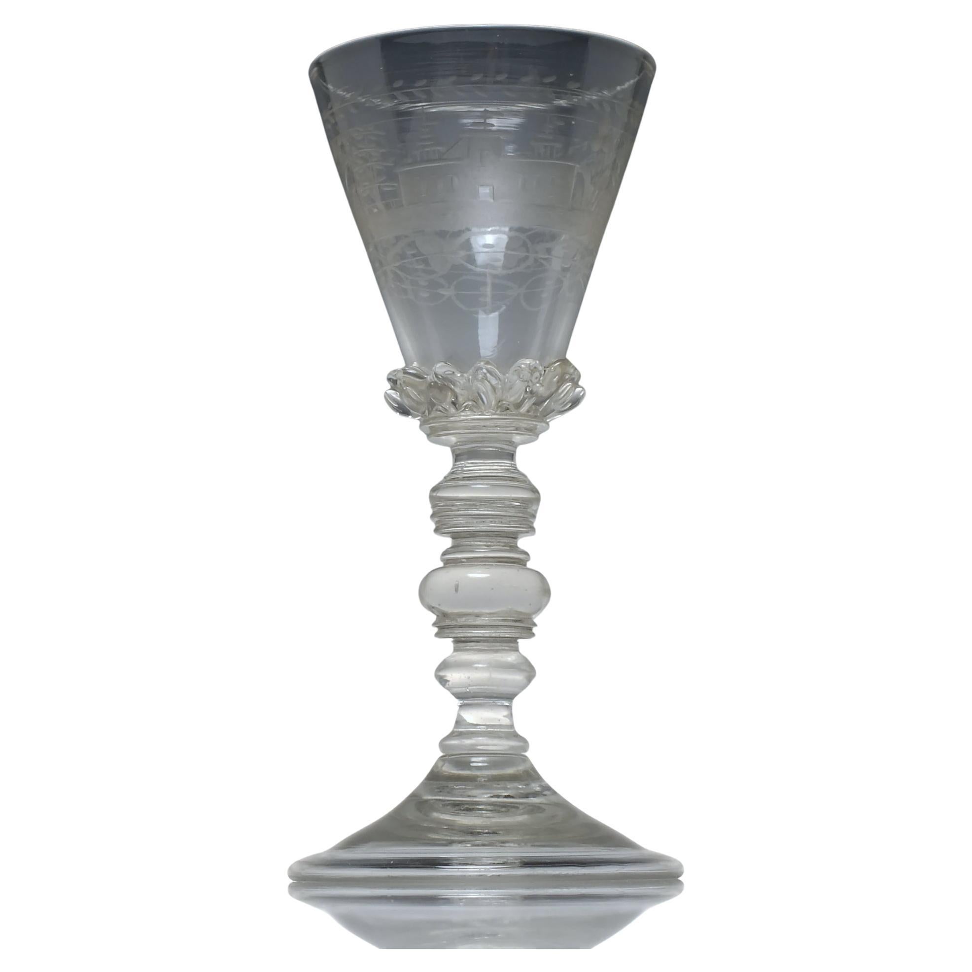17th Century Bohemian Engraved Glass Goblet c1680 For Sale