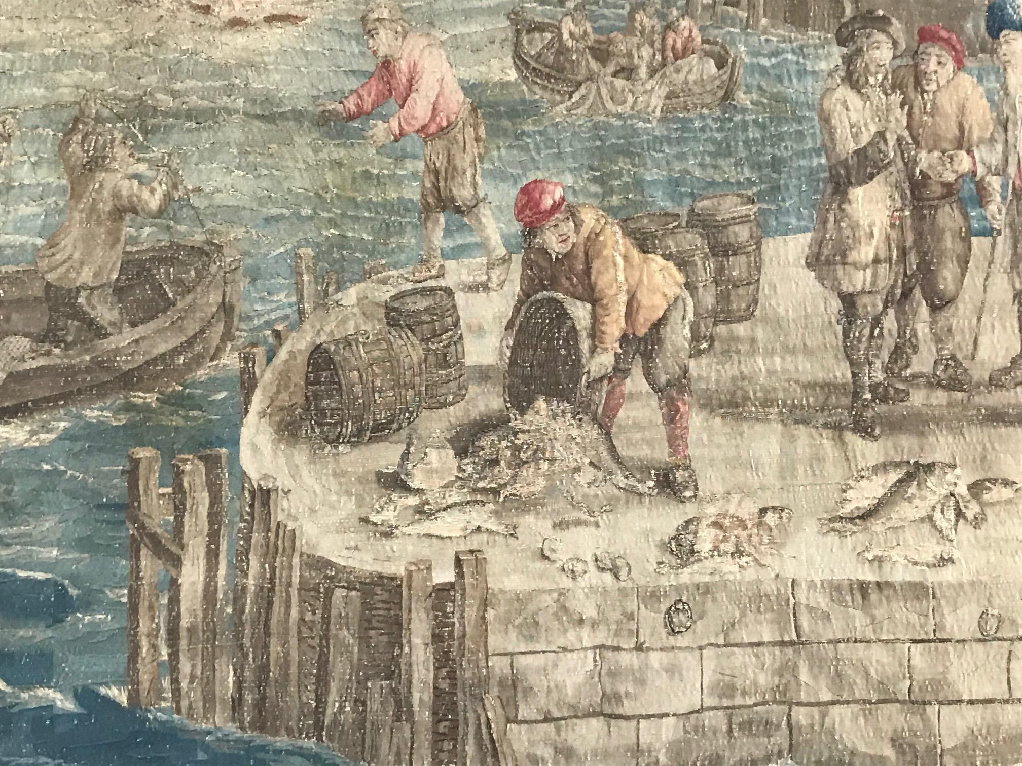 Une exquise et exceptionnelle tapisserie du XVIIe siècle en soie et en laine provenant de Belgique. Signé 