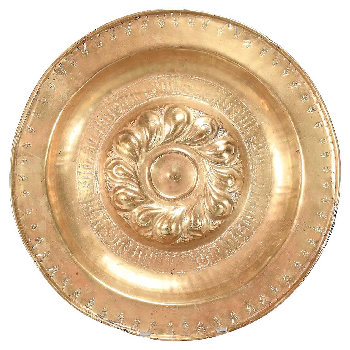 Padella ALM in ottone del XVII secolo, diametro 16".
