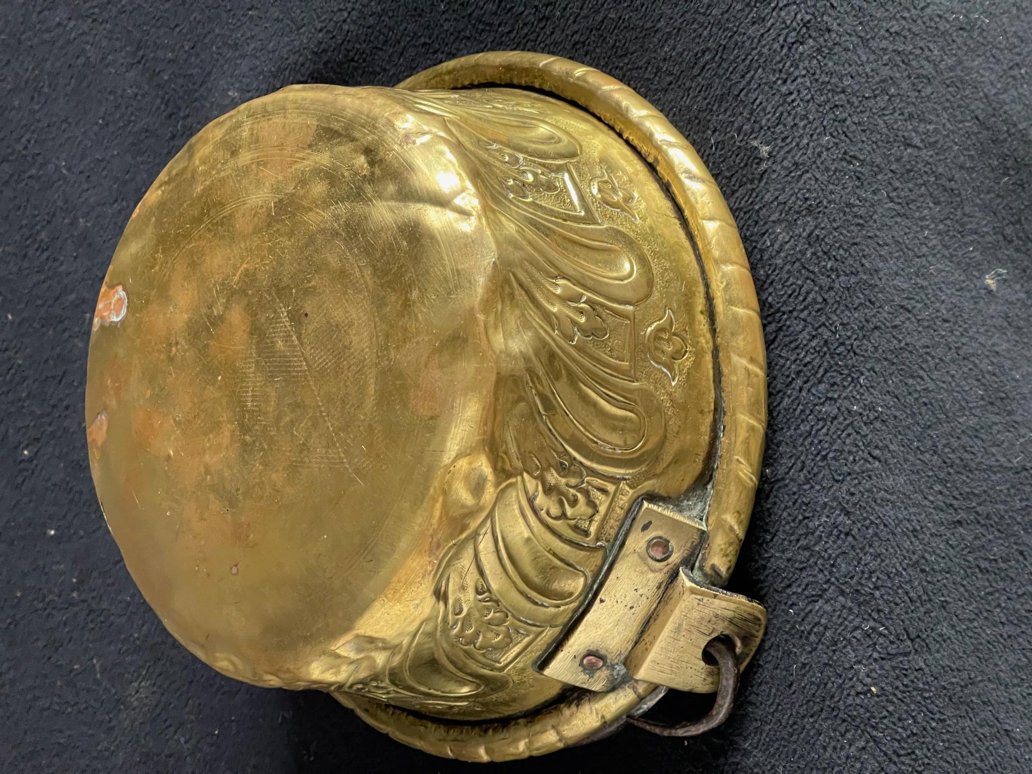 17th Century brass bowl with iron handle For Sale 1