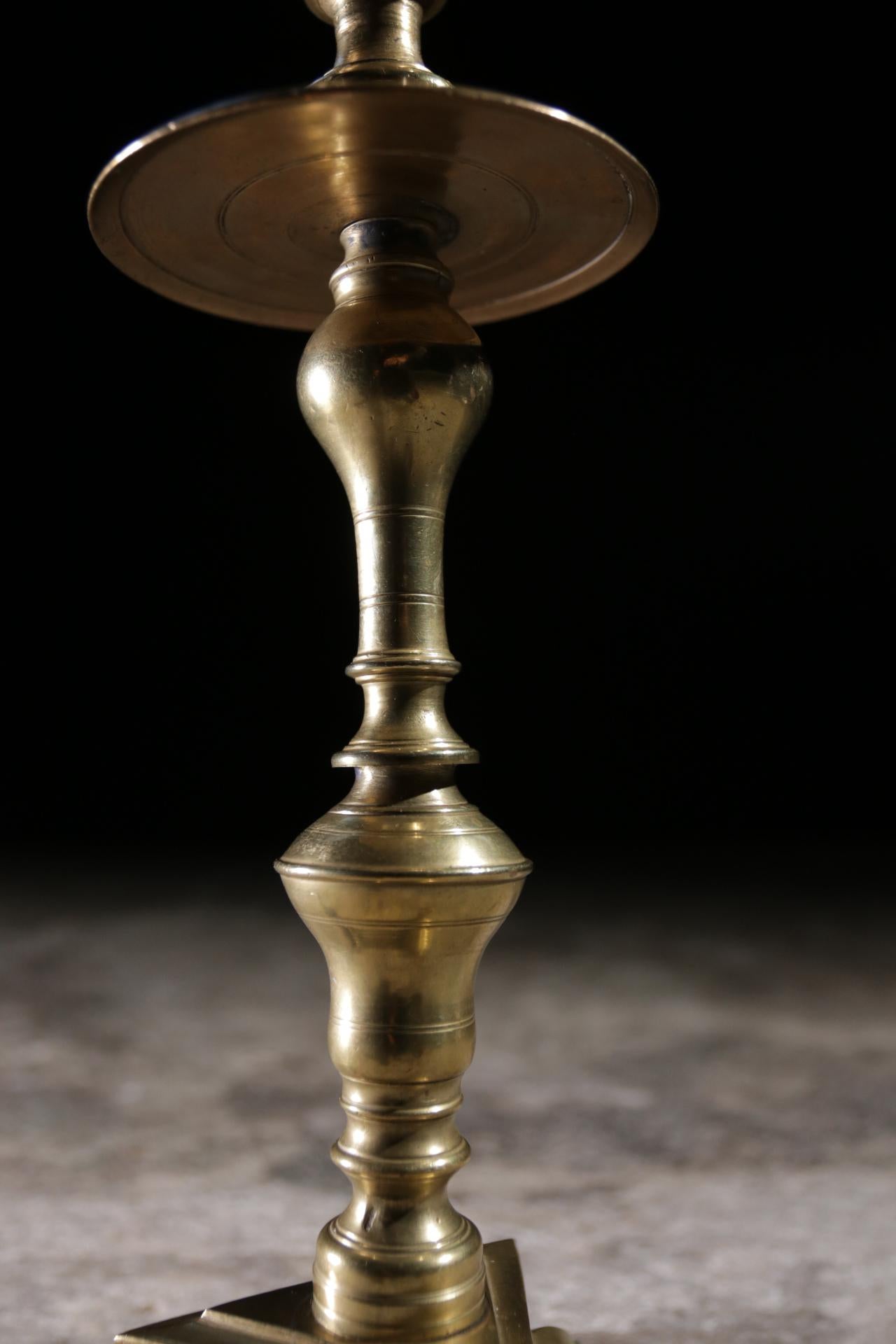 17th Century Brass Candlestick, France, circa 1690 For Sale 3