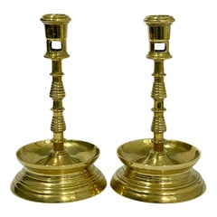 Antique 17th Century Brass Capstan-Candlesticks