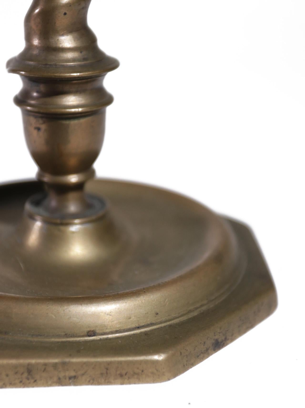 Baroque 17th Century Bronze Candlestick with a Barley Twist Spanish