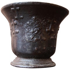 Antique 17th Century Bronze Mortar Lorraine Cross Pattern