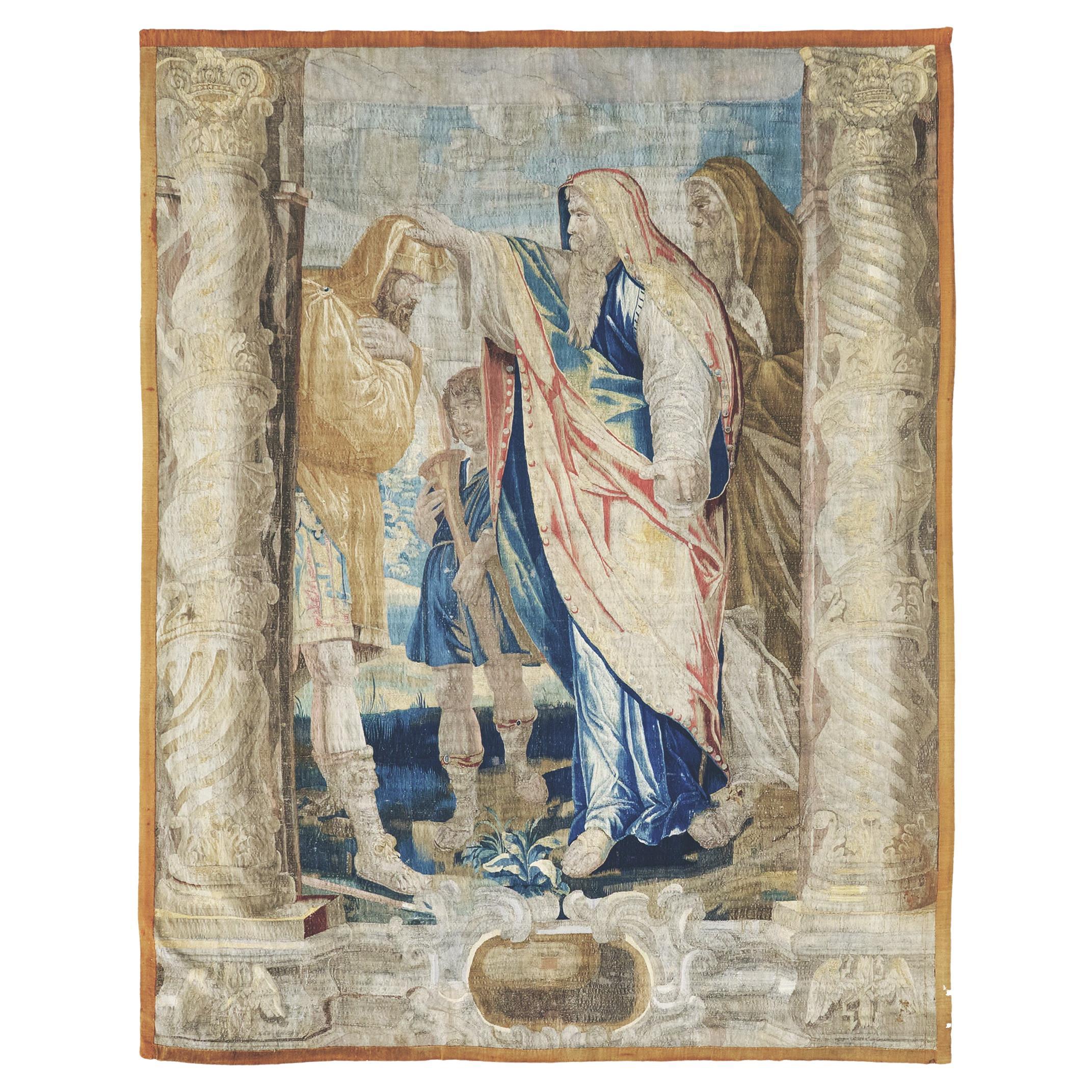 17th Century Brussel Tapestry King Saul Anointed by Samuel For Sale