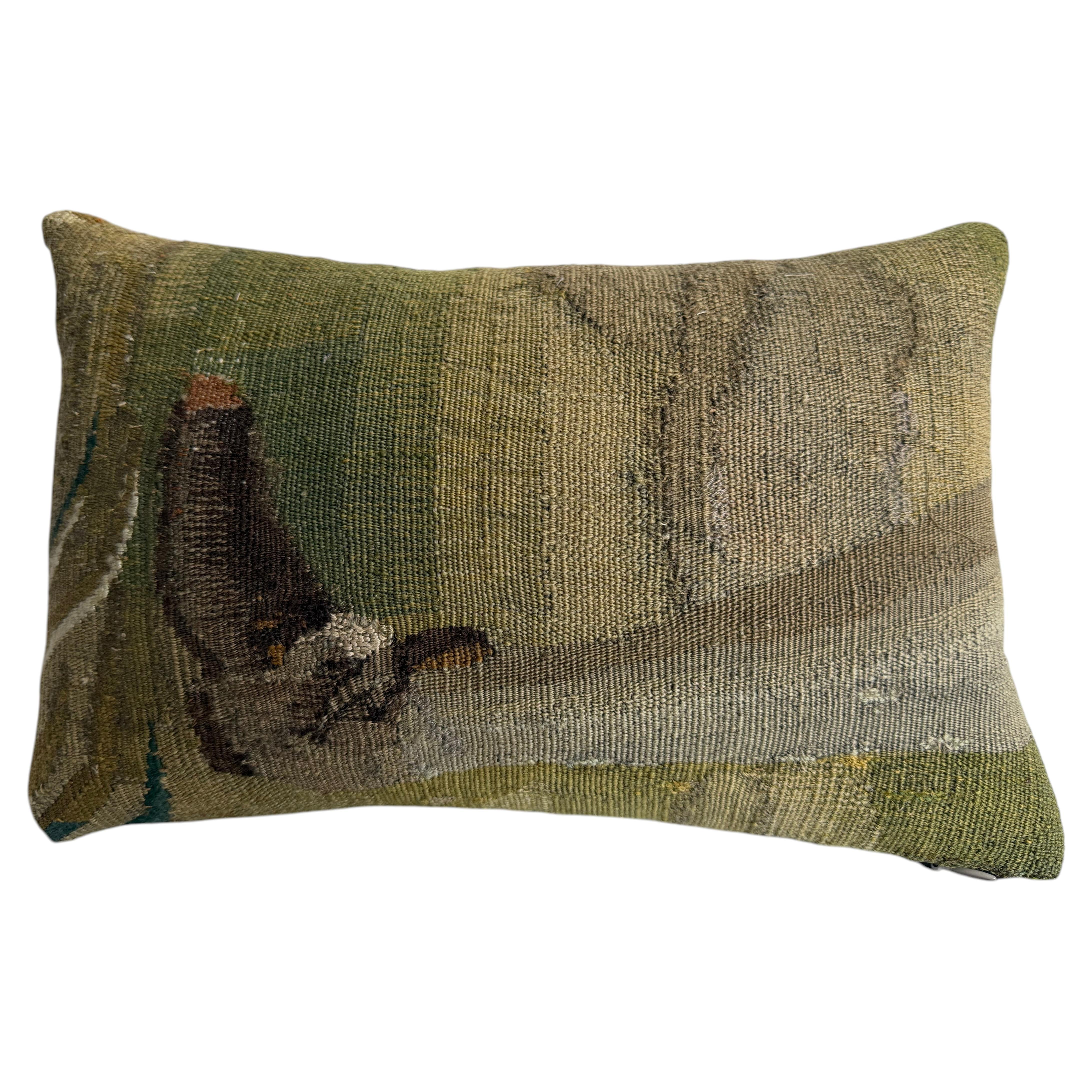 17th Century Brussels Baroque Tapestry Pillow with Bird