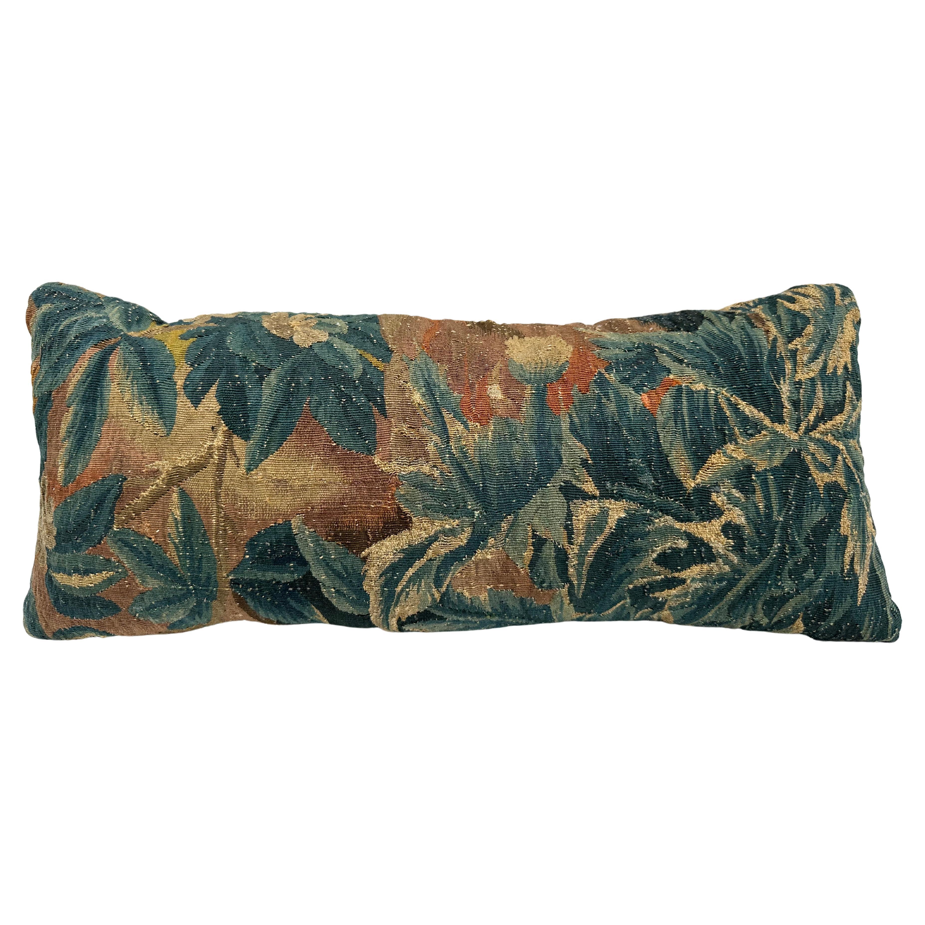 17th Century Brussels Botanical Tapestry Pillow For Sale