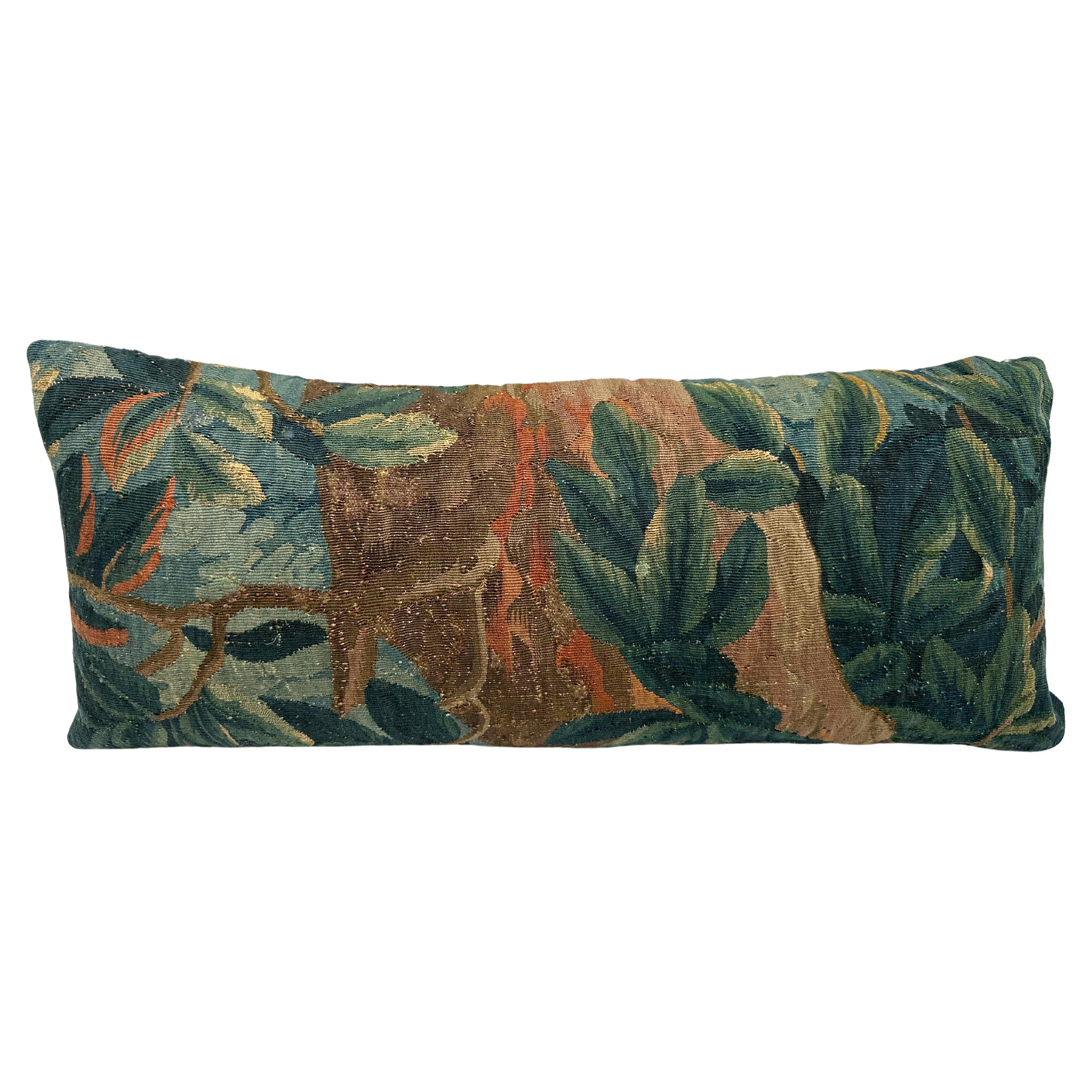 17th Century Brussels Botanical Tapestry Pillow For Sale