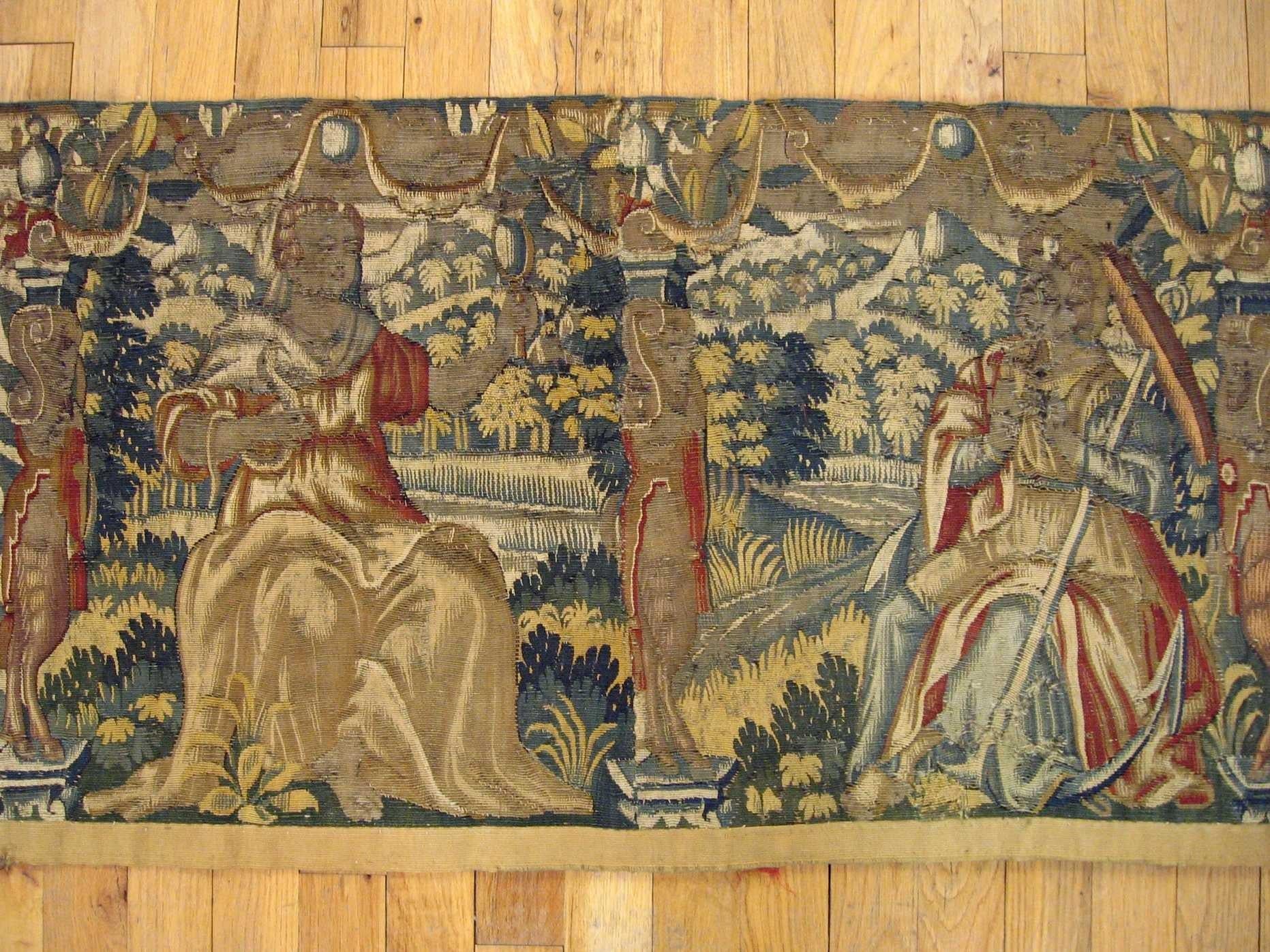 Belgian 17th Century Brussels Historical Tapestry Panel For Sale