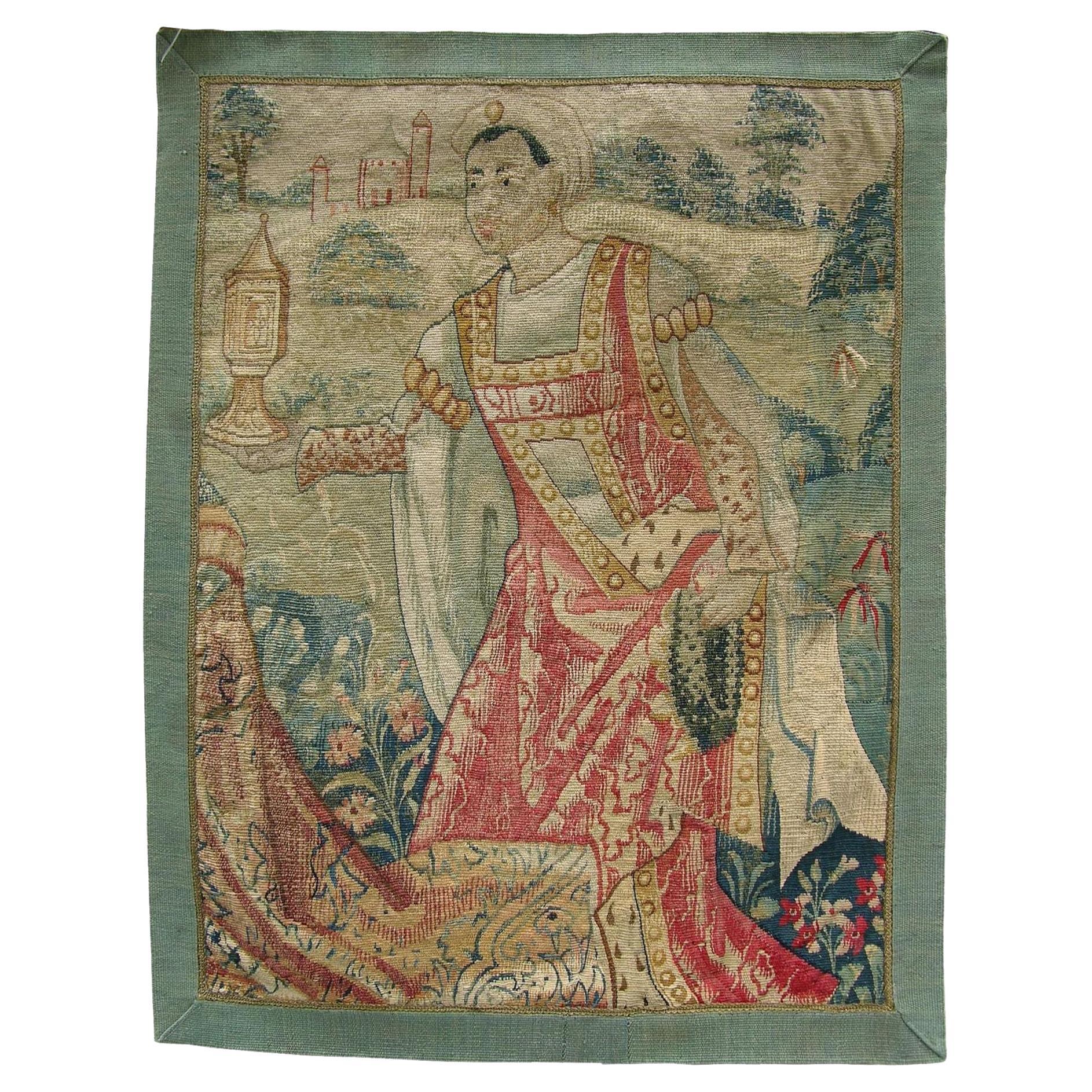 17th Century Brussels Tapestry 2'8" X 2' For Sale