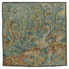 Antique 17th Century Brussels Tapestry 6'11" X 6'11"
