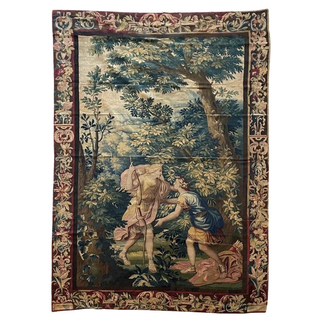 17th Century Brussels Tapestry, History of Diana For Sale