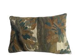 17th Century Brussels Tapestry Pillow with Botanical Motif
