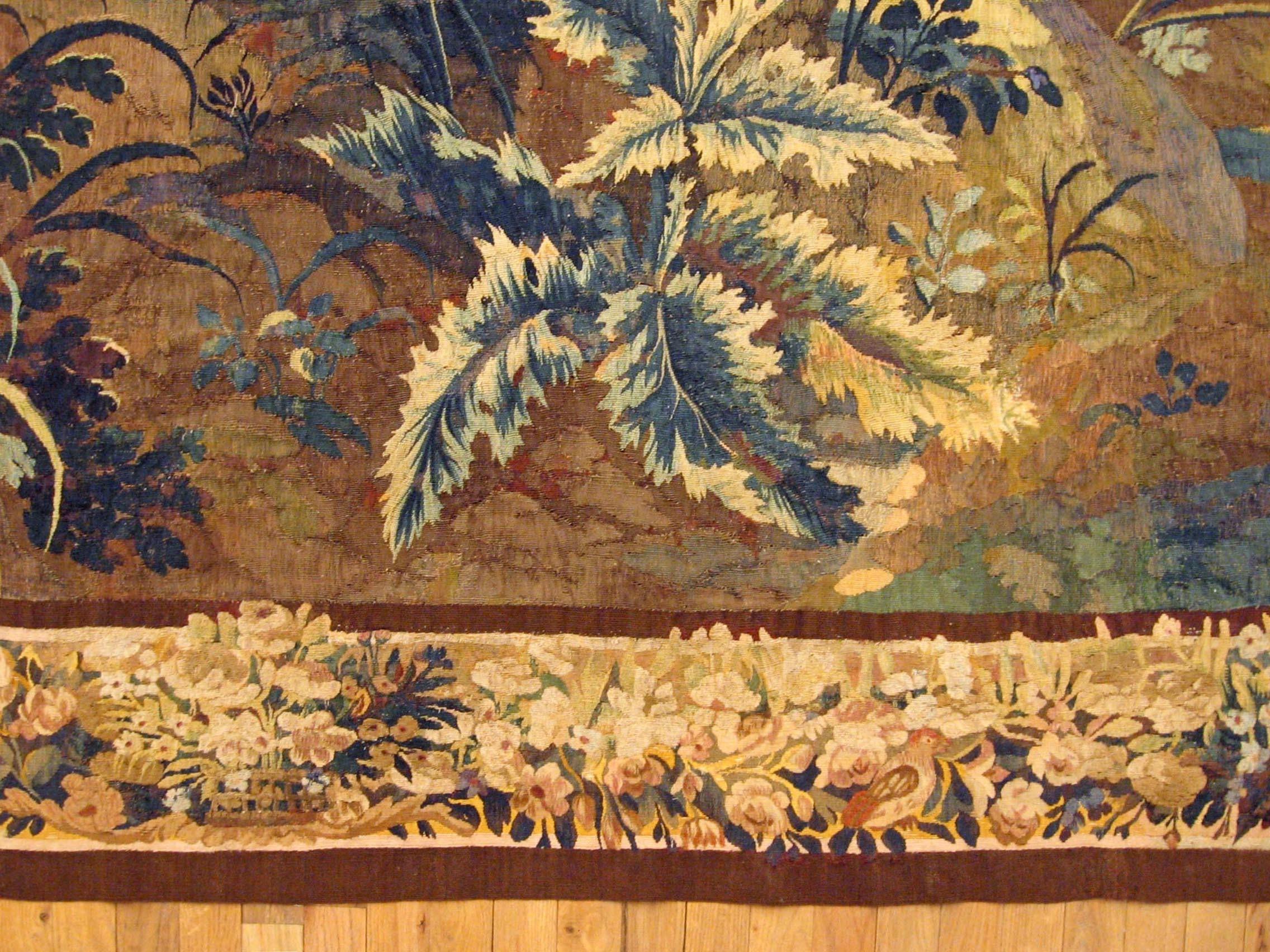Belgian 17th Century Brussels Verdure Landscape Tapestry in Chinoiserie Style For Sale