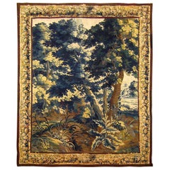 Antique 17th Century Brussels Verdure Landscape Tapestry in Chinoiserie Style