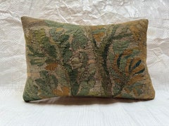 17th Century Brussels Verdure Tapestry Pillow with Forest Foliage