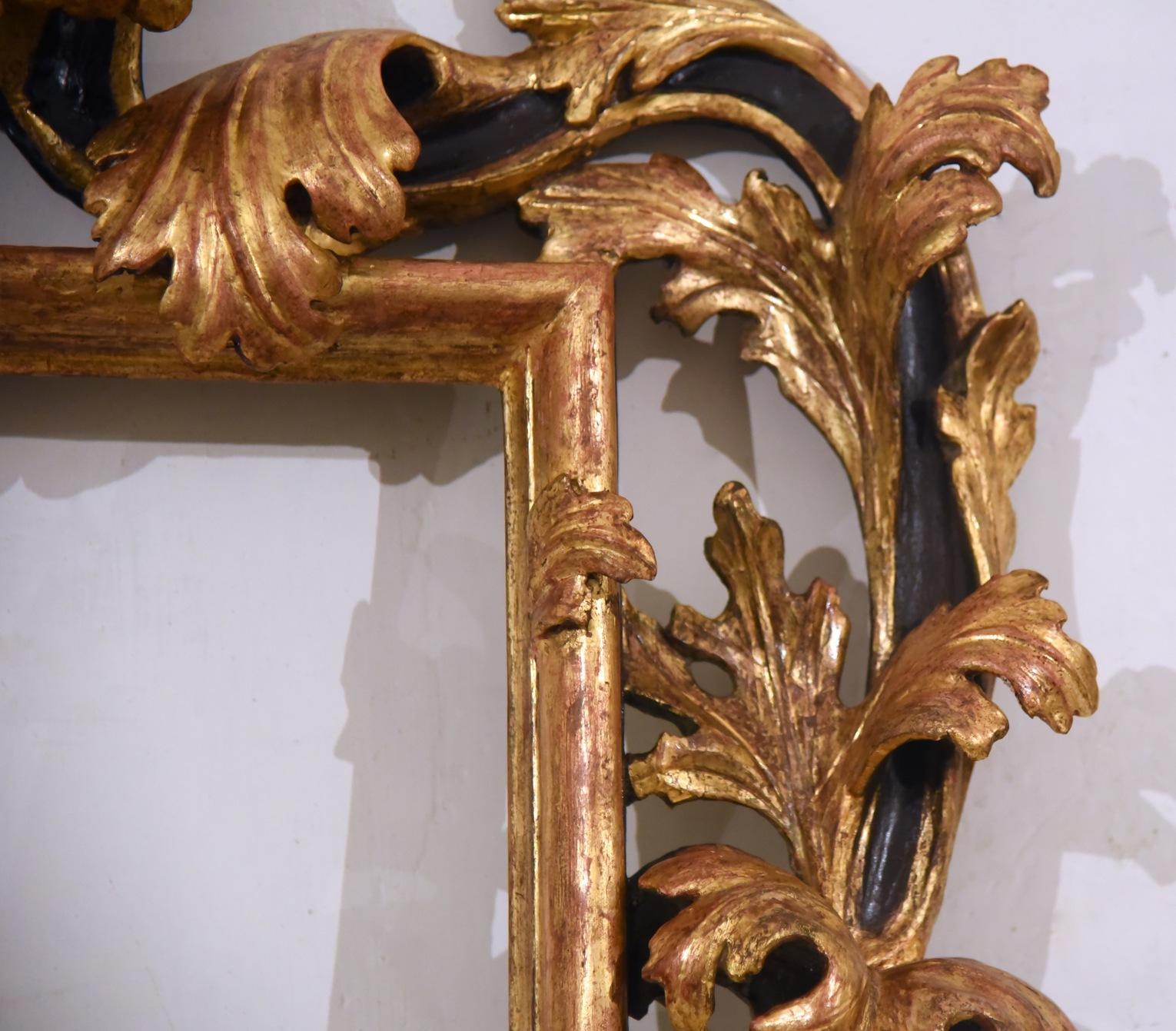 17th Century Brustolon Mirror-Frame Giltwood Carved Italian Origin, 1690 For Sale 1