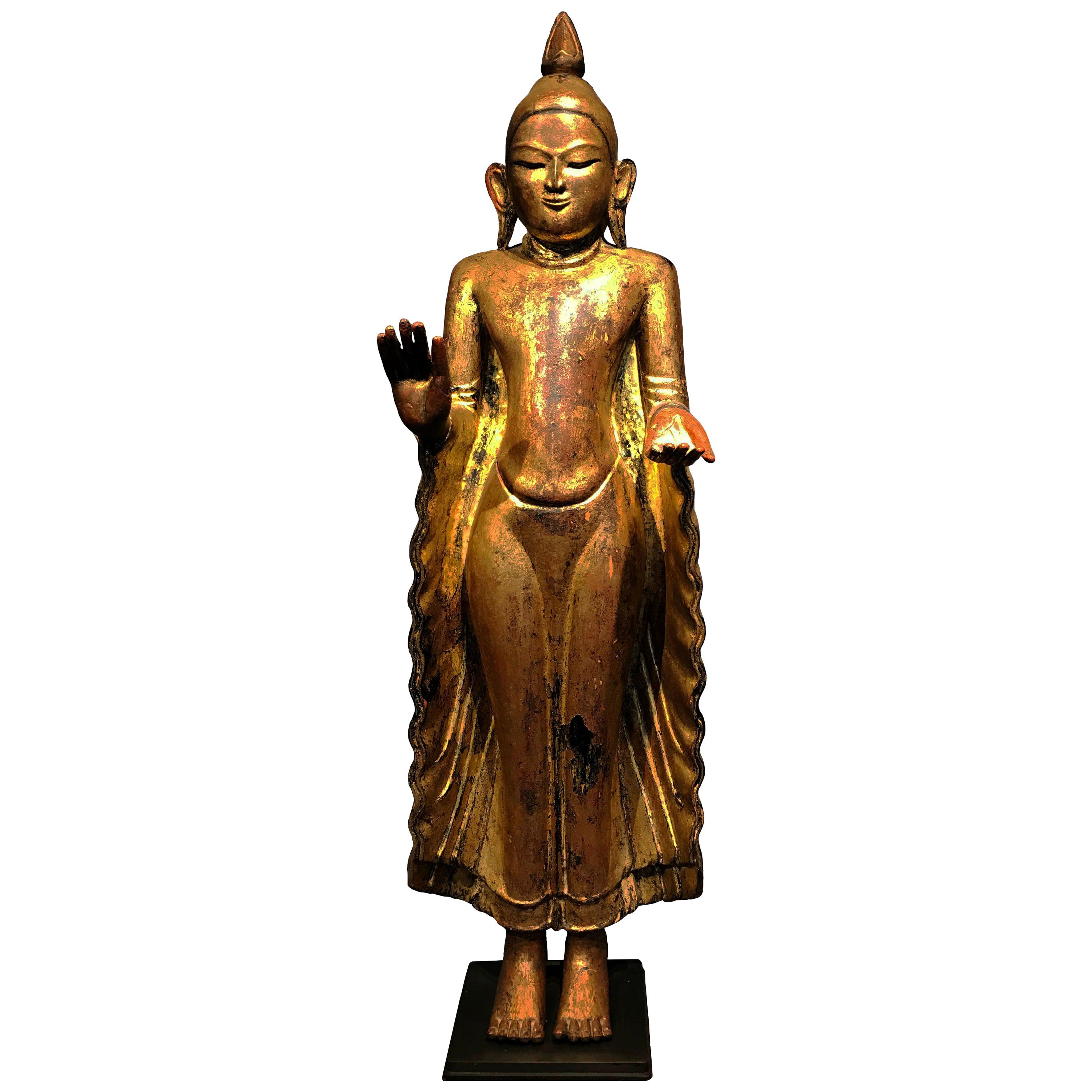 17th Century, Buddha in Abhaya and Varada Mudra, Ava Period, Burma