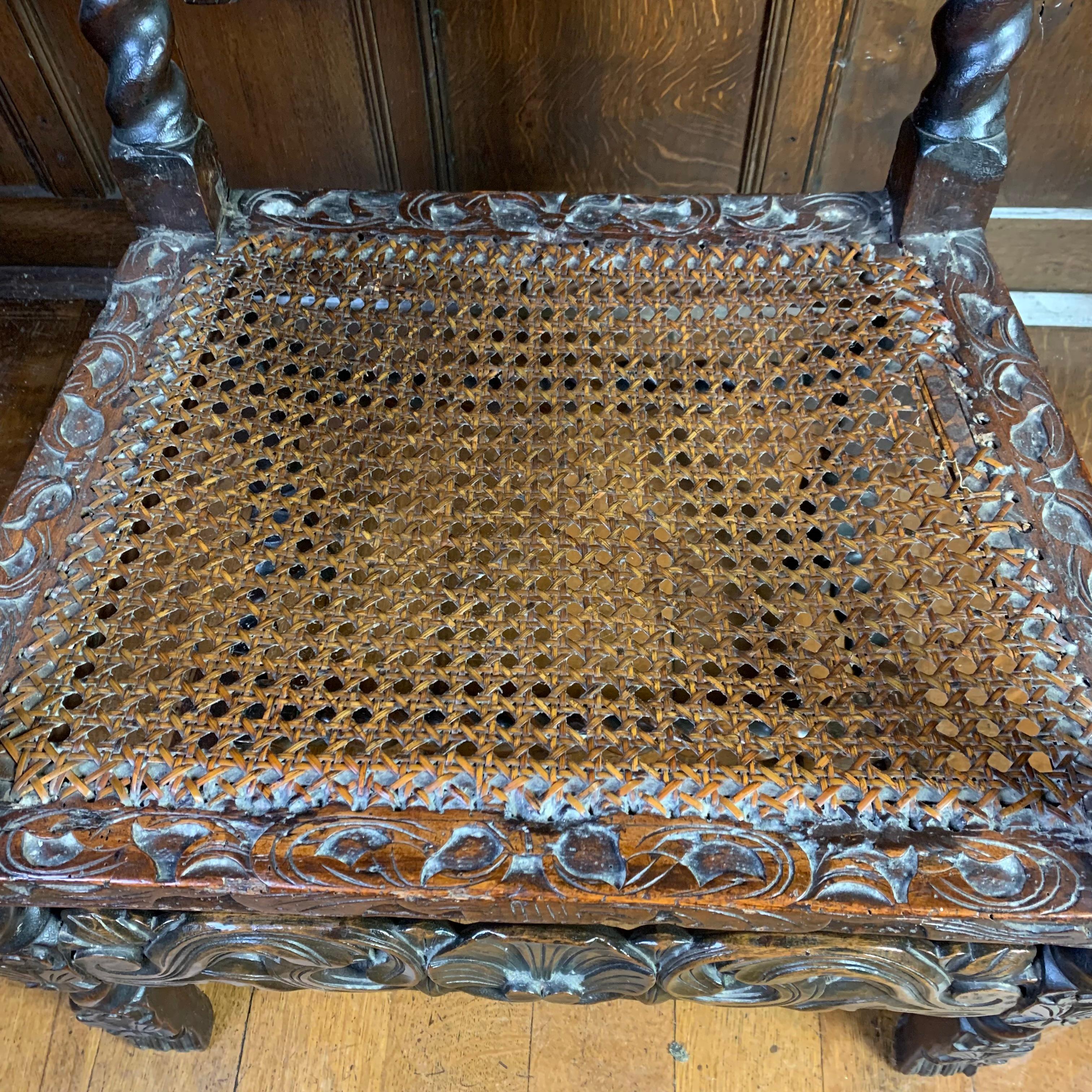 17th Century Carolean Walnut Armchair In Fair Condition For Sale In Folkestone, GB
