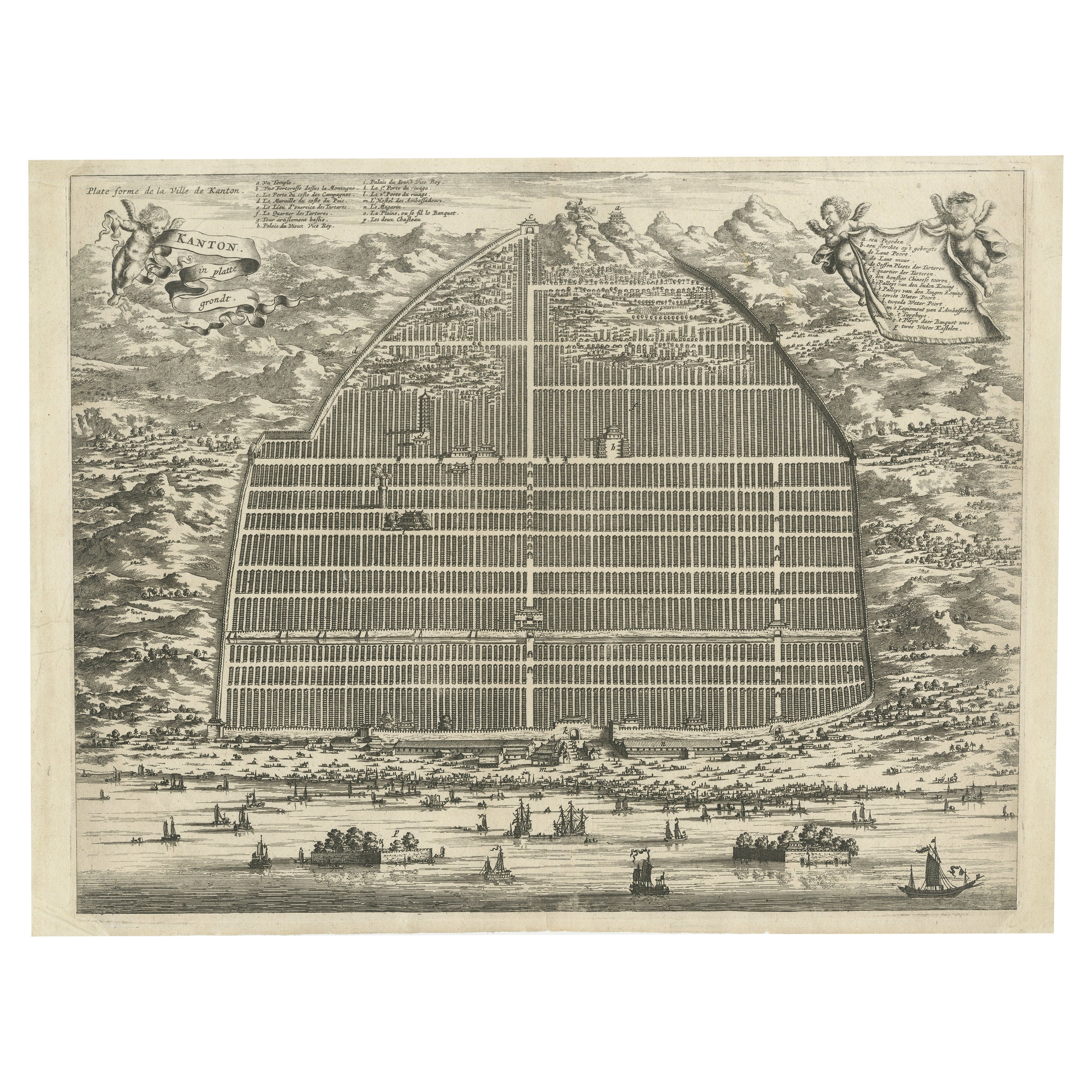 Meraviglia cartografica del XVII secolo: un'incisione dettagliata di Guangzhou (Kanton)