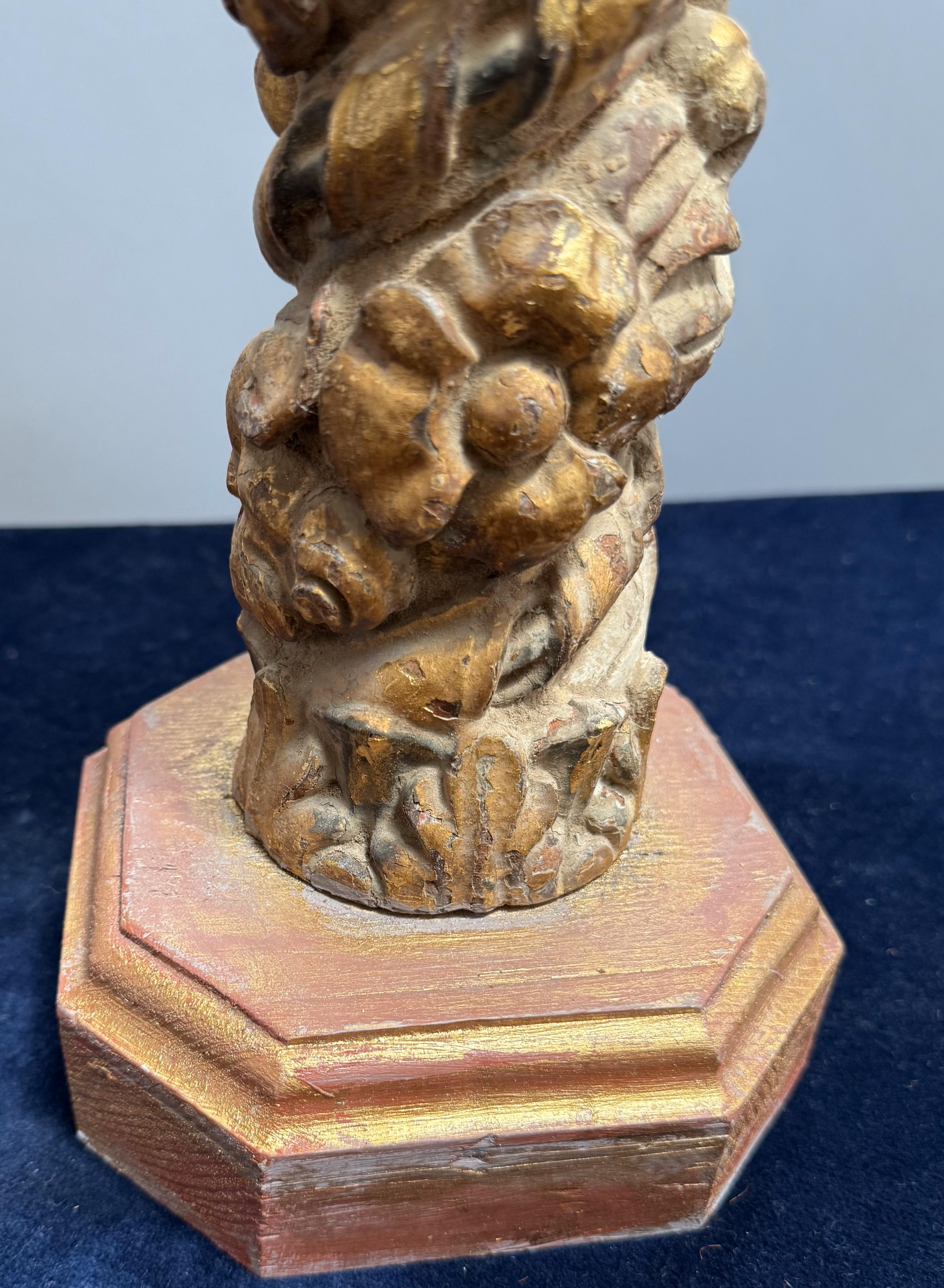 18th Century and Earlier 17th Century Carved and Gilded Column Converted to a Lamp For Sale