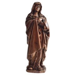 Scultura in legno di melo intagliato del XVII secolo raffigurante la Signora del Dolore