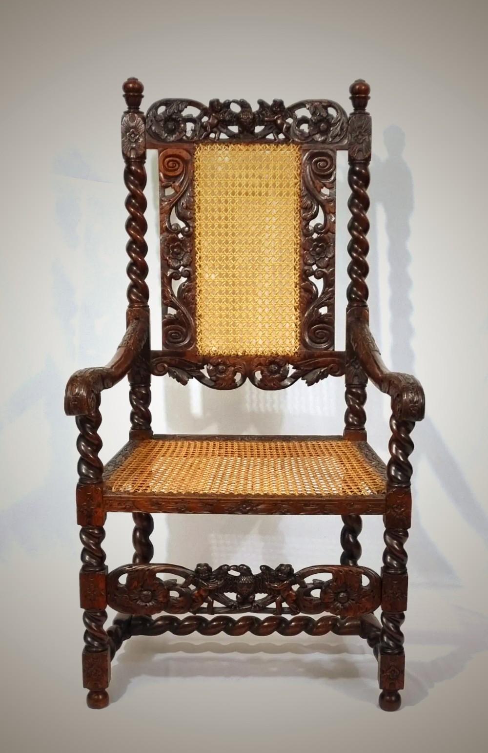 18th Century and Earlier 17th Century Carved Chair - English Ca 1660s For Sale