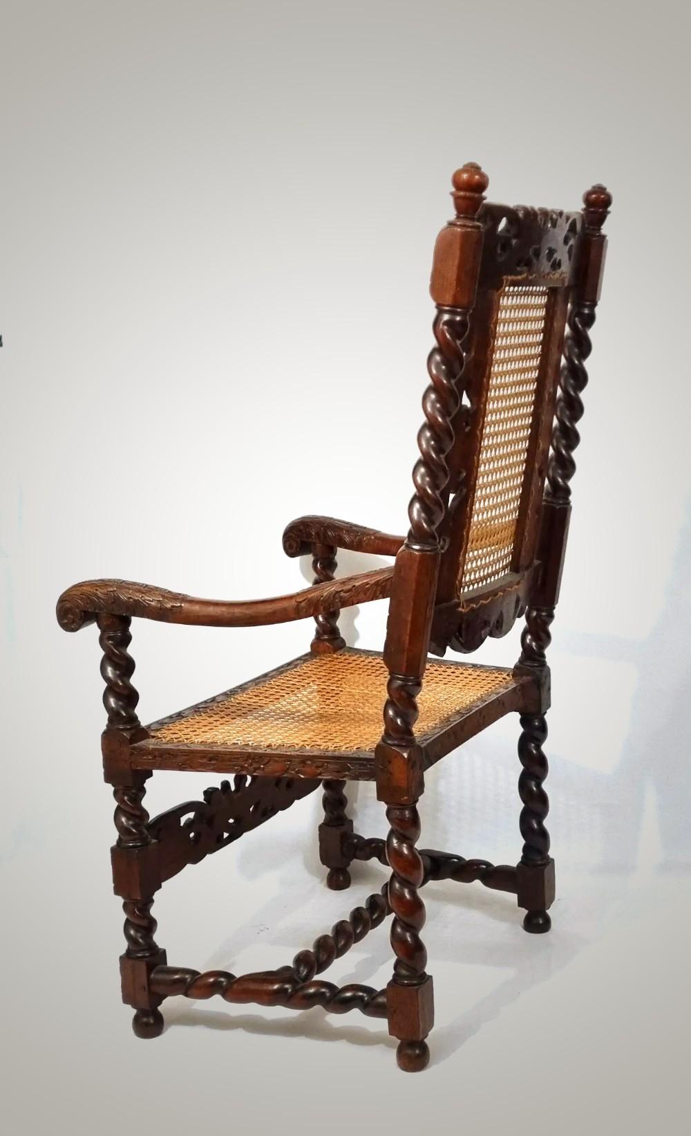 Walnut 17th Century Carved Chair - English Ca 1660s For Sale